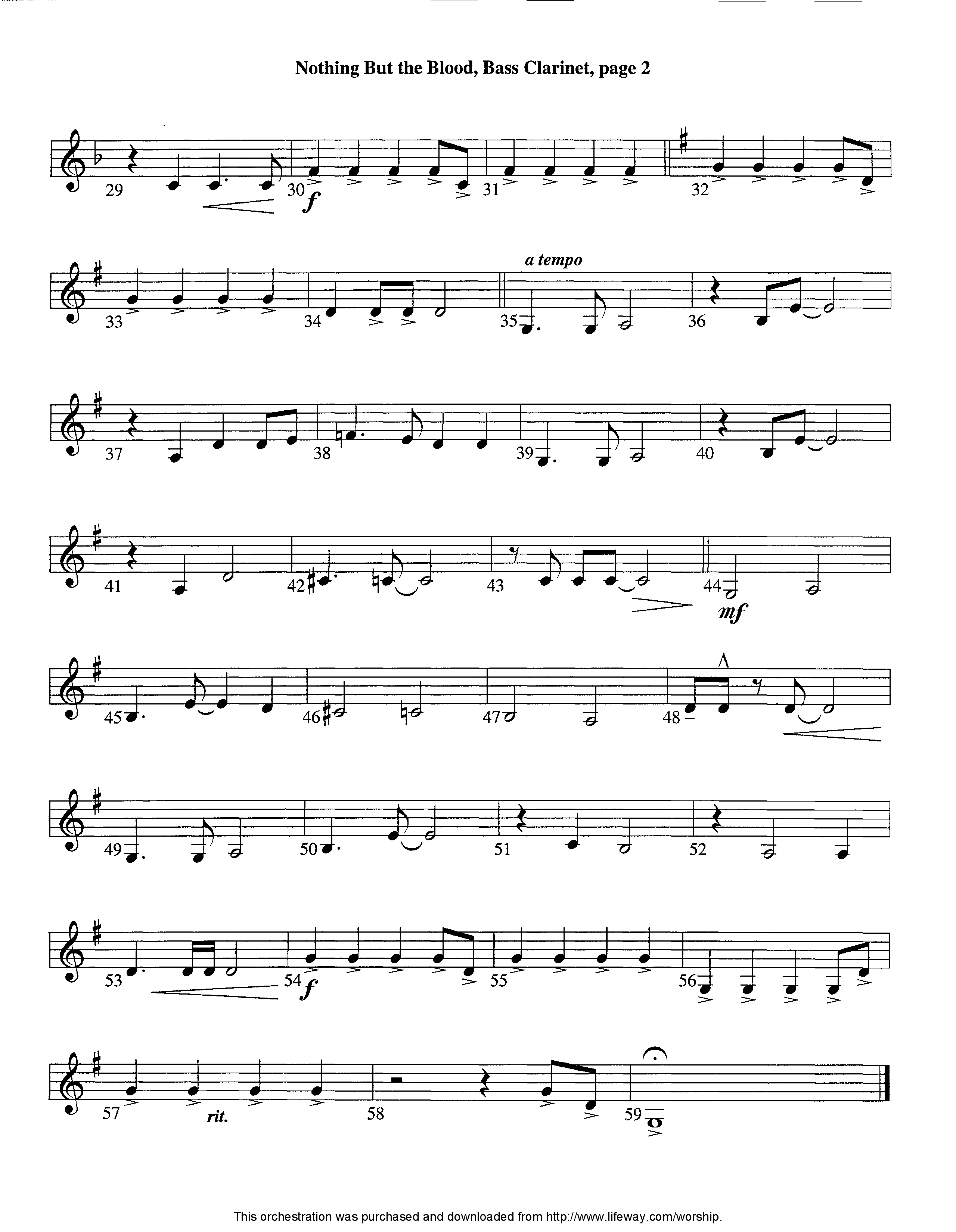 Nothing But The Blood (Instrumental) Bass Clarinet (Lifeway Worship / Arr. Ed Dickinson)