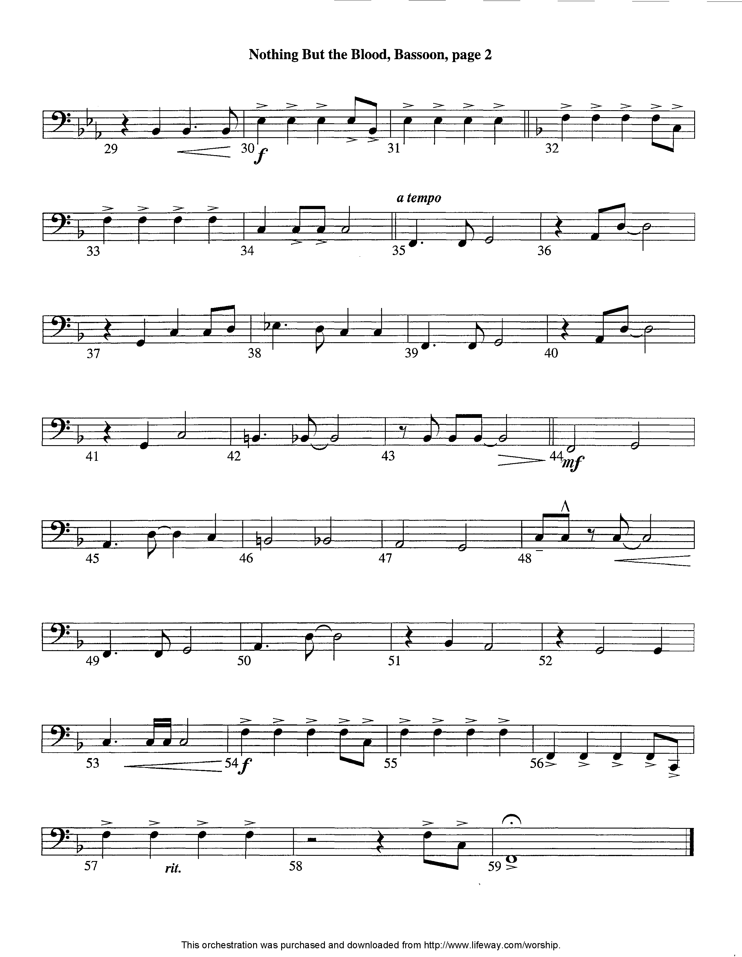 Nothing But The Blood (Instrumental) Bassoon (Lifeway Worship / Arr. Ed Dickinson)