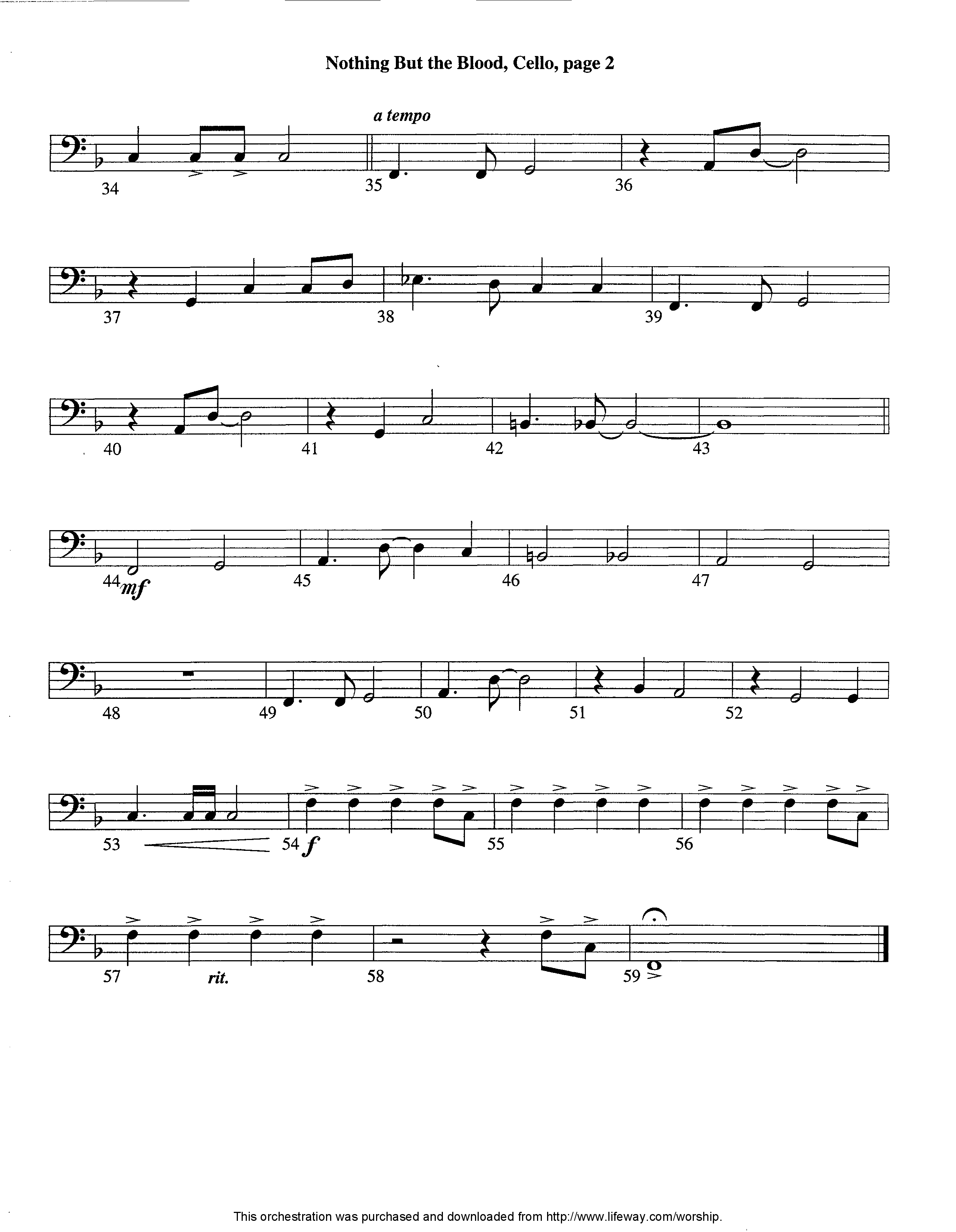 Nothing But The Blood (Instrumental) Cello (Lifeway Worship / Arr. Ed Dickinson)