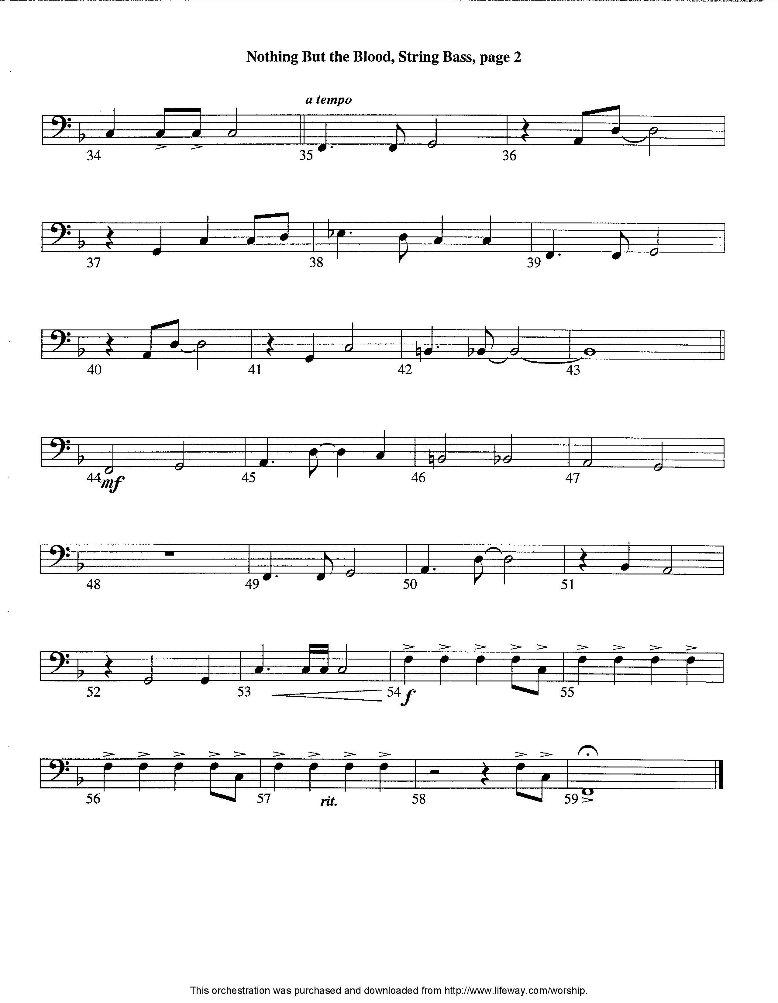 Nothing But The Blood (Instrumental) Double Bass (Lifeway Worship / Arr. Ed Dickinson)