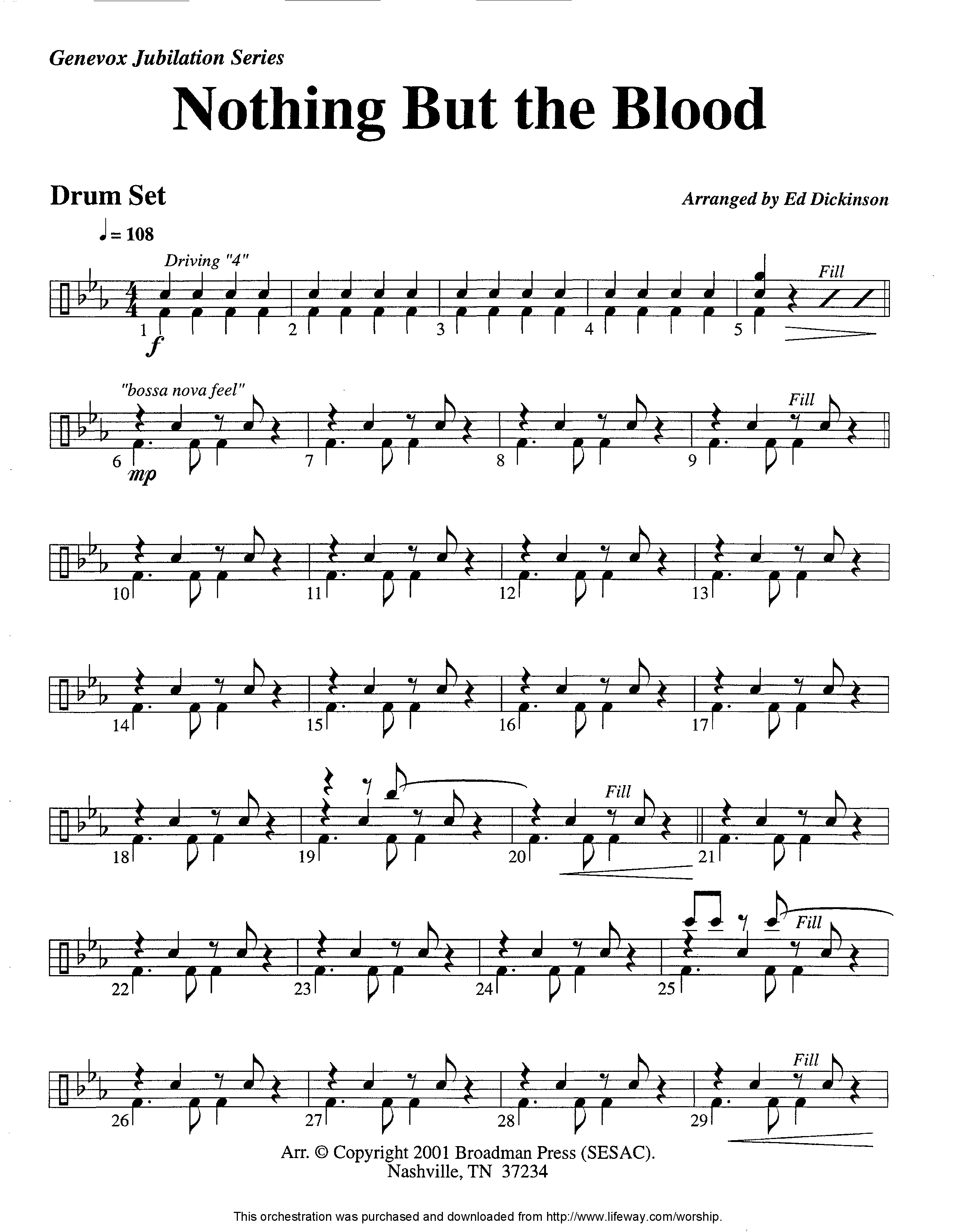 Nothing But The Blood (Instrumental) Drum Set (Lifeway Worship / Arr. Ed Dickinson)