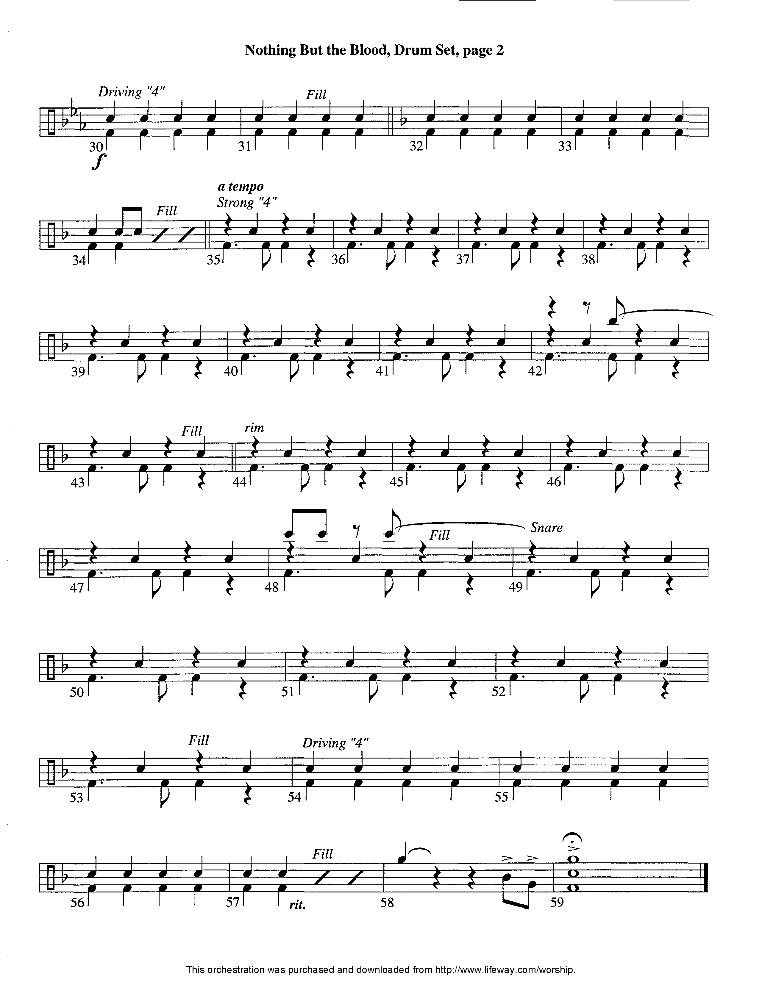 Nothing But The Blood (Instrumental) Drum Set (Lifeway Worship / Arr. Ed Dickinson)