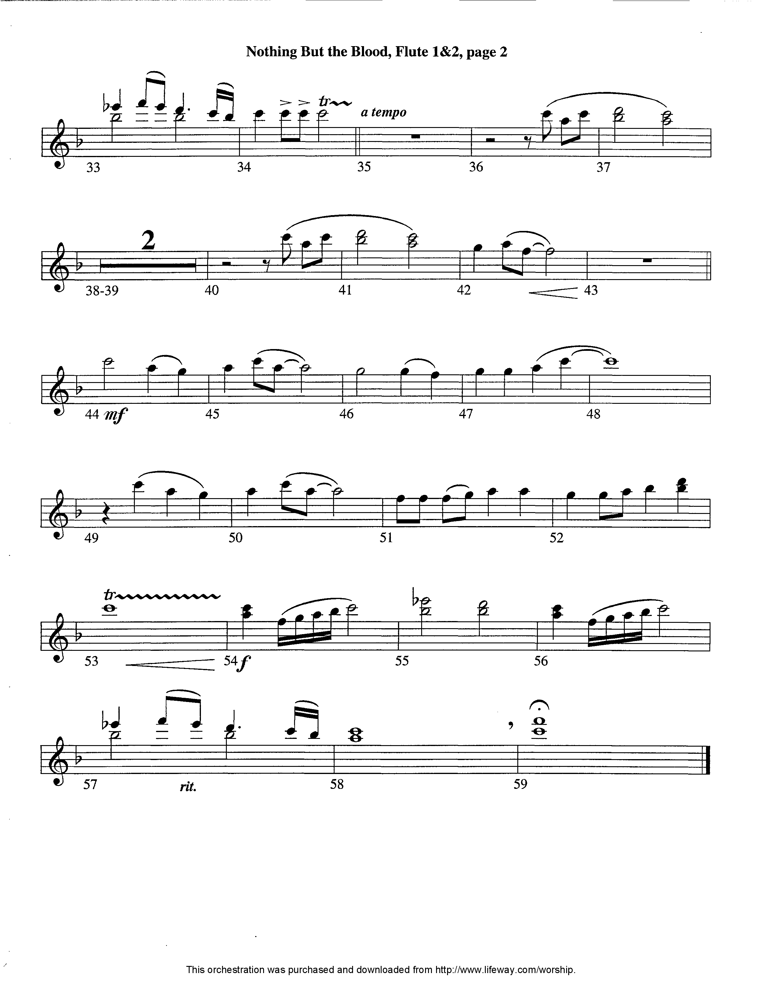 Nothing But The Blood (Instrumental) Flute 1/2 (Lifeway Worship / Arr. Ed Dickinson)