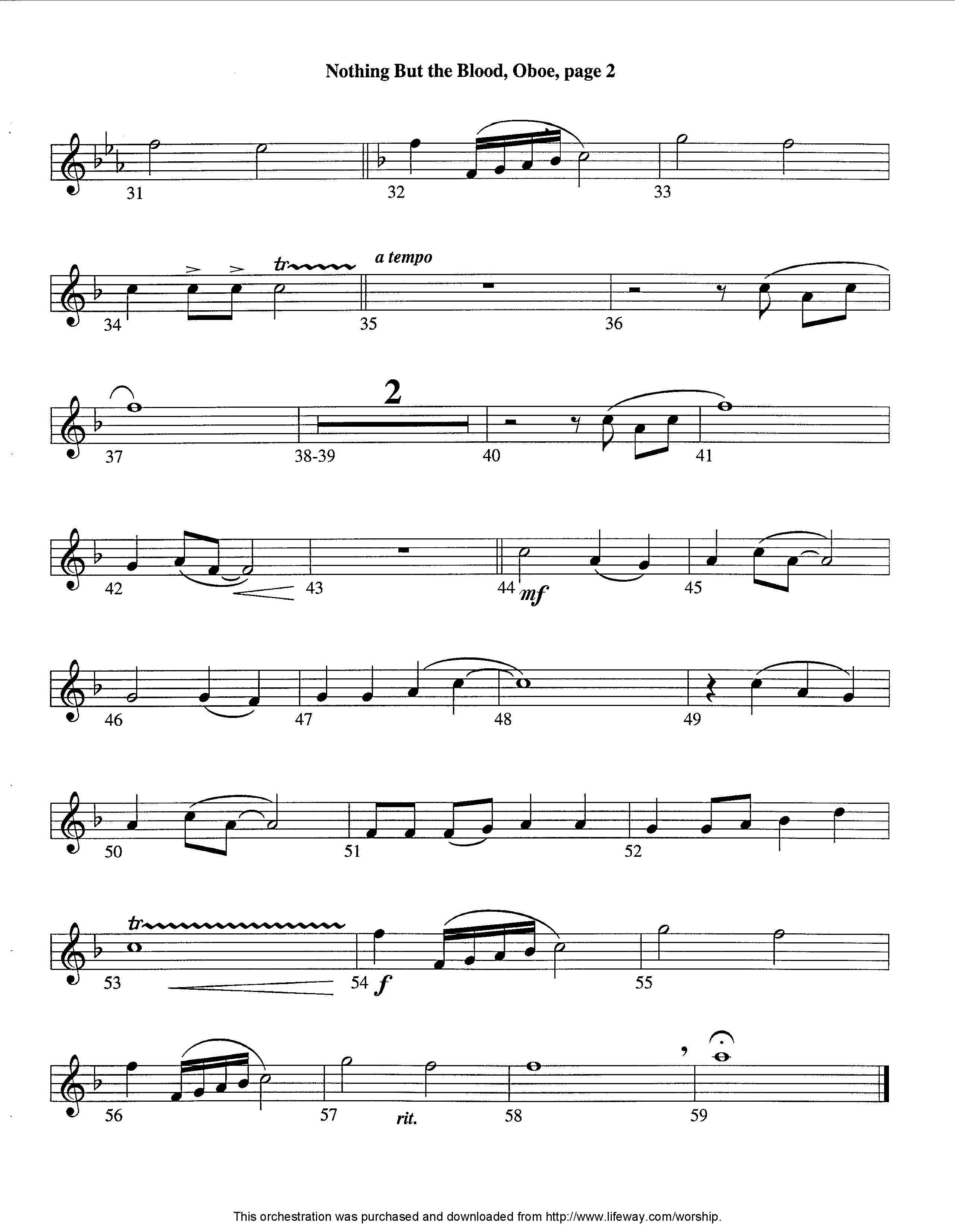 Nothing But The Blood (Instrumental) Oboe (Lifeway Worship / Arr. Ed Dickinson)