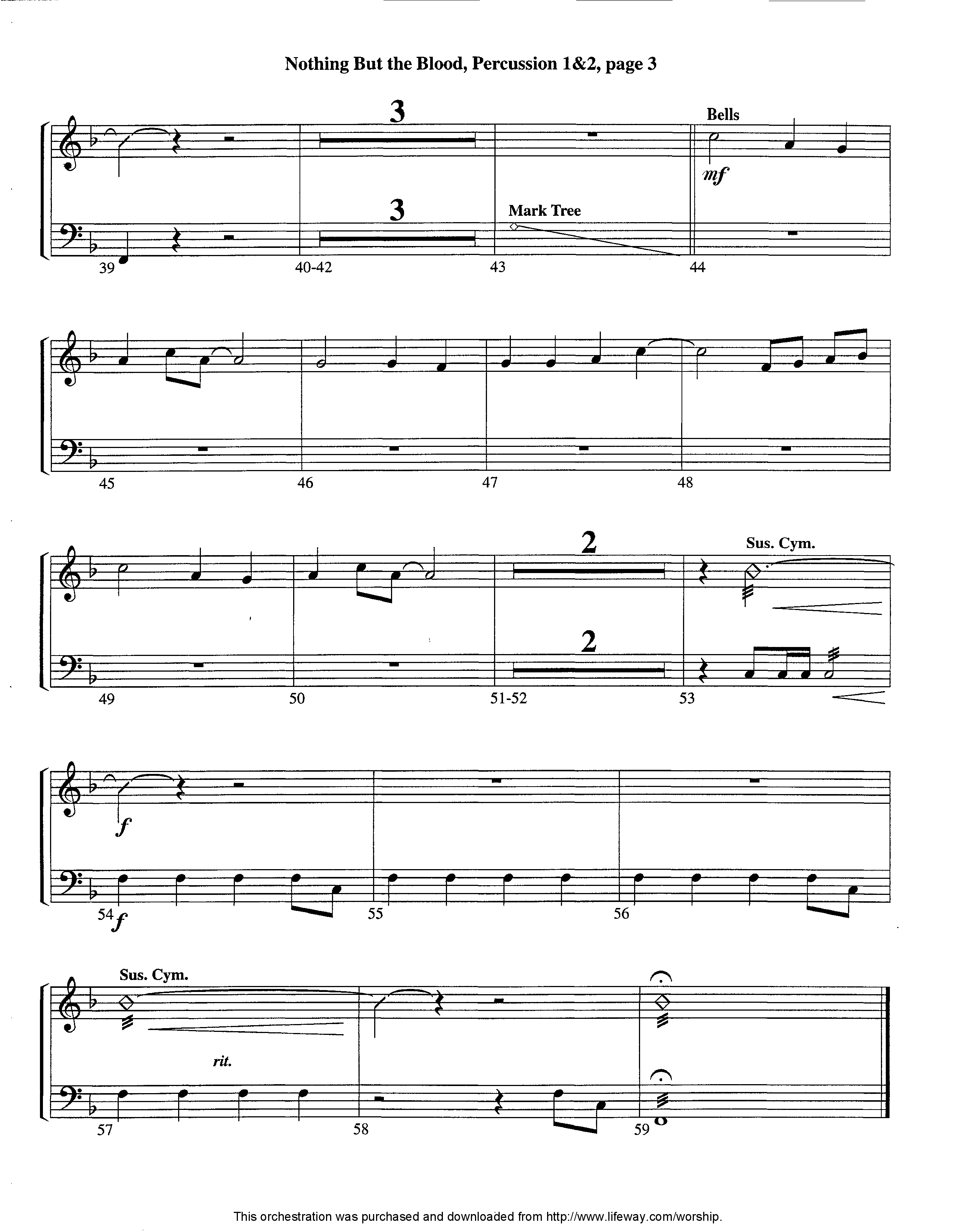 Nothing But The Blood (Instrumental) Percussion 1/2 (Lifeway Worship / Arr. Ed Dickinson)