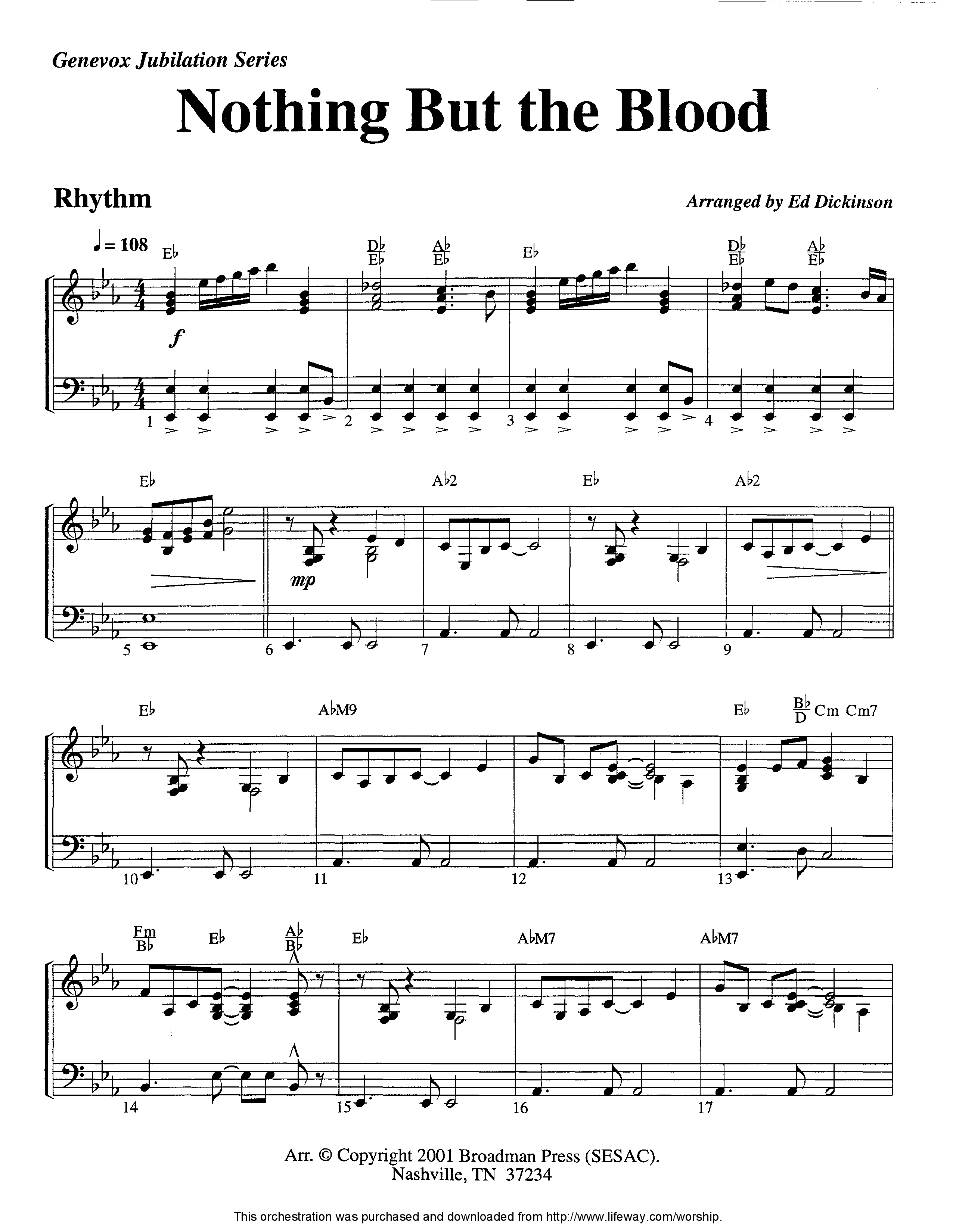 Nothing But The Blood (Instrumental) Piano/Rhythm (Lifeway Worship / Arr. Ed Dickinson)