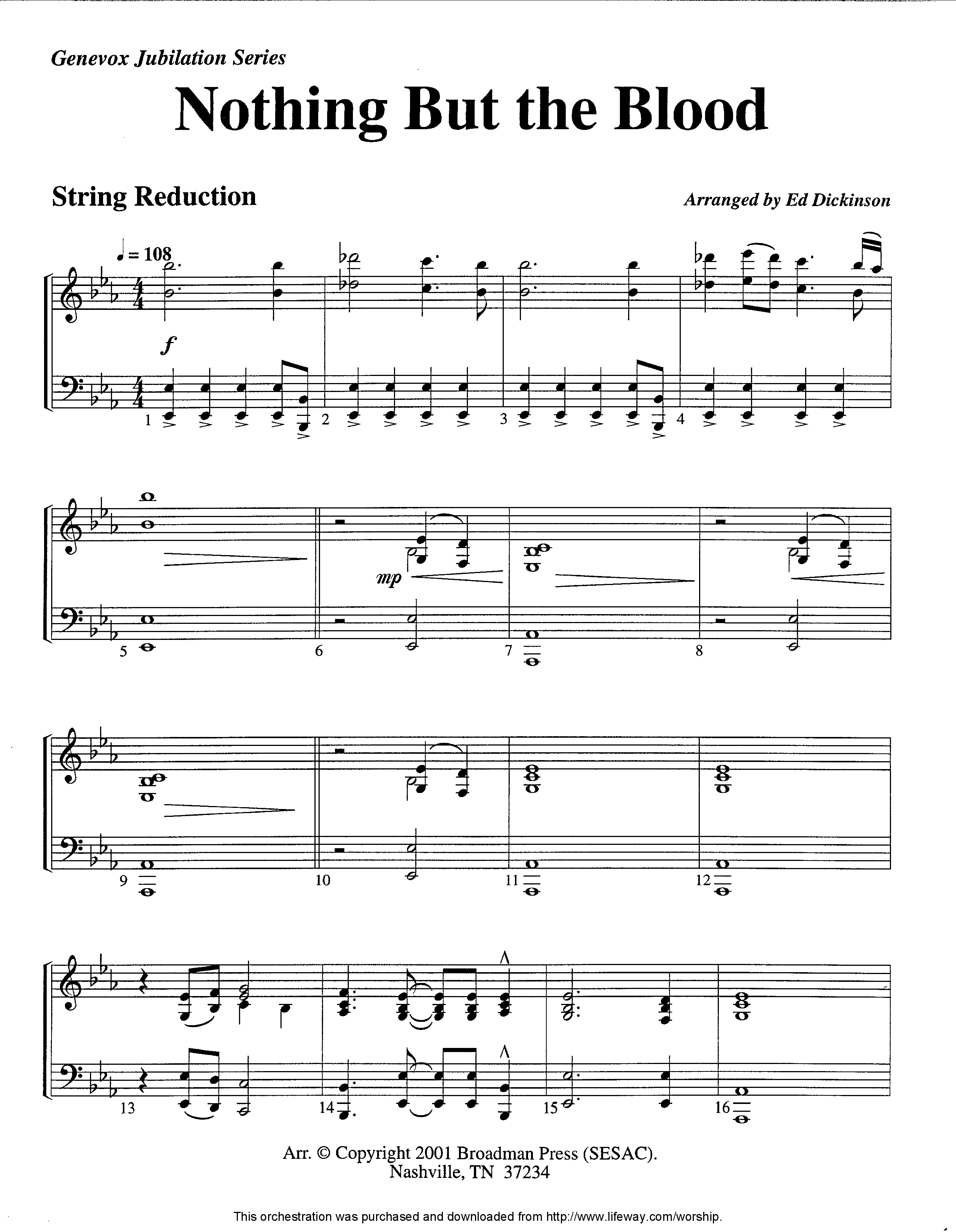 Nothing But The Blood (Instrumental) String Reduction (Lifeway Worship / Arr. Ed Dickinson)