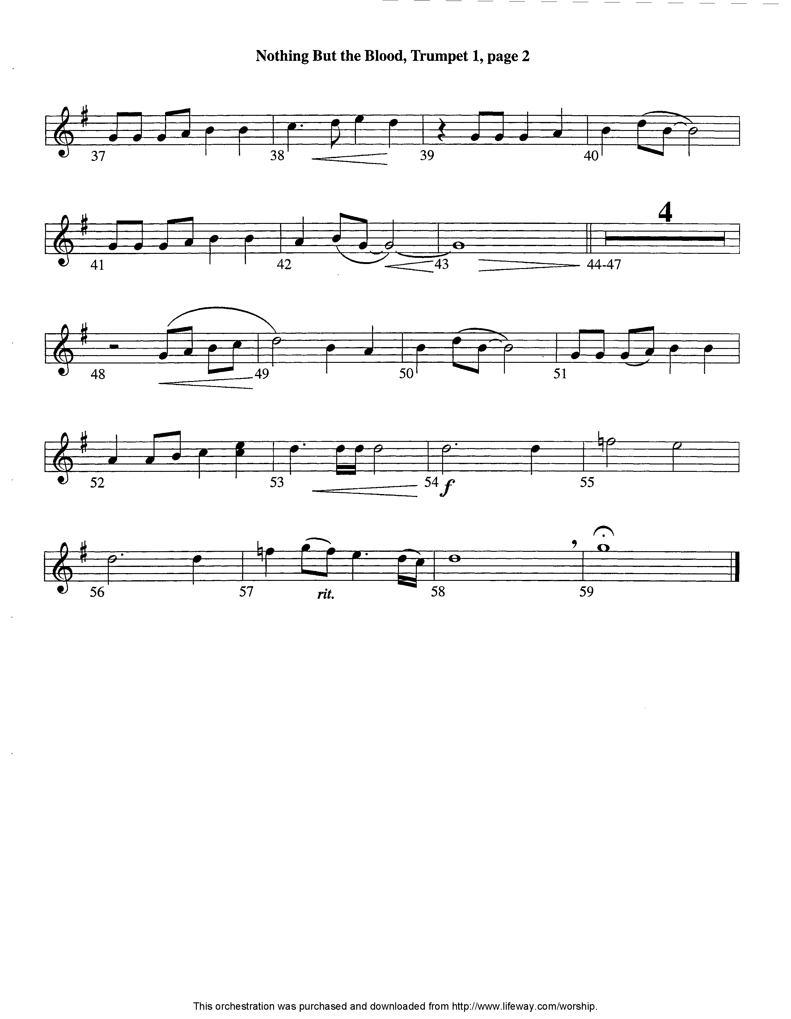 Nothing But The Blood (Instrumental) Trumpet 1 (Lifeway Worship / Arr. Ed Dickinson)