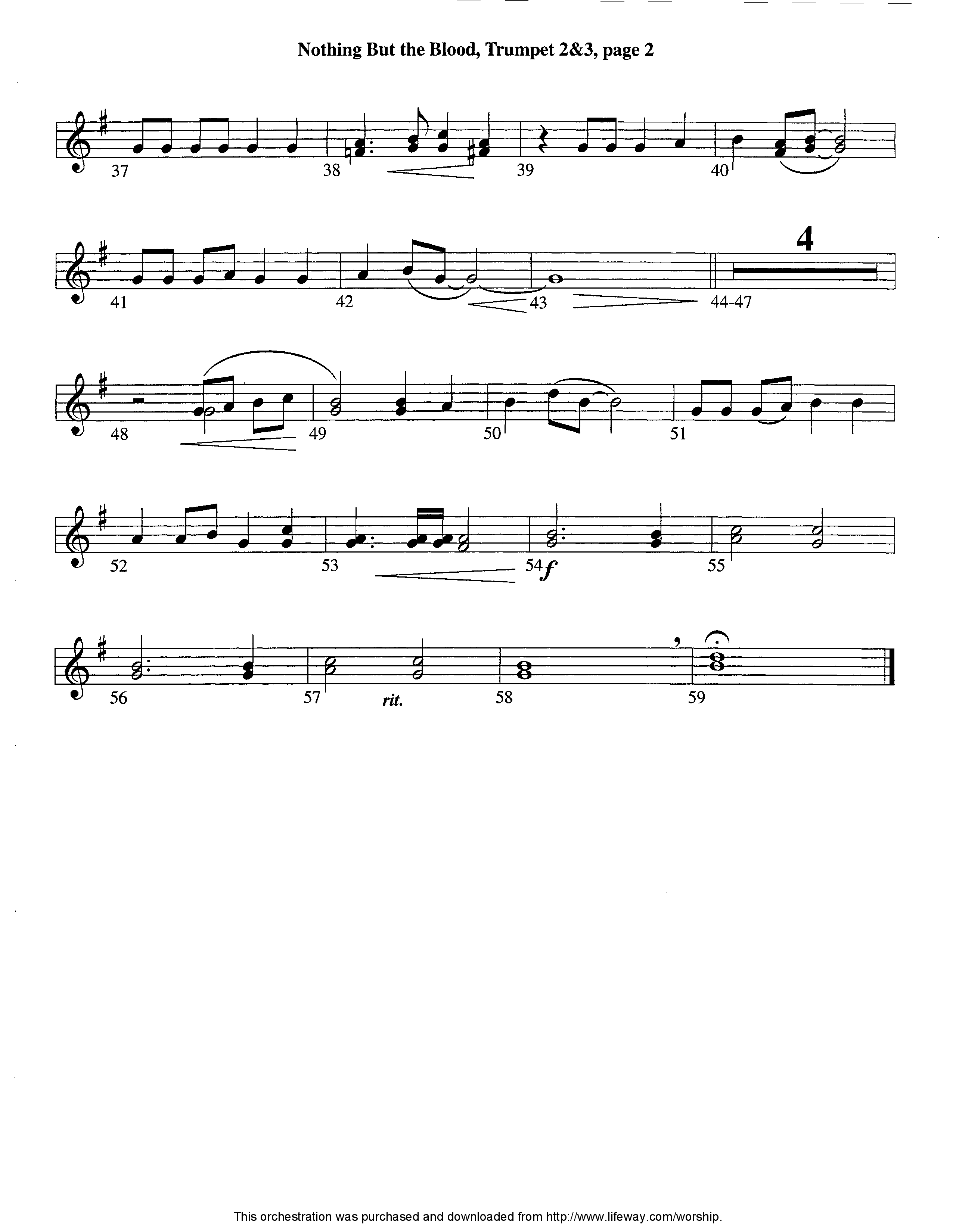 Nothing But The Blood (Instrumental) Trumpet 2/3 (Lifeway Worship / Arr. Ed Dickinson)