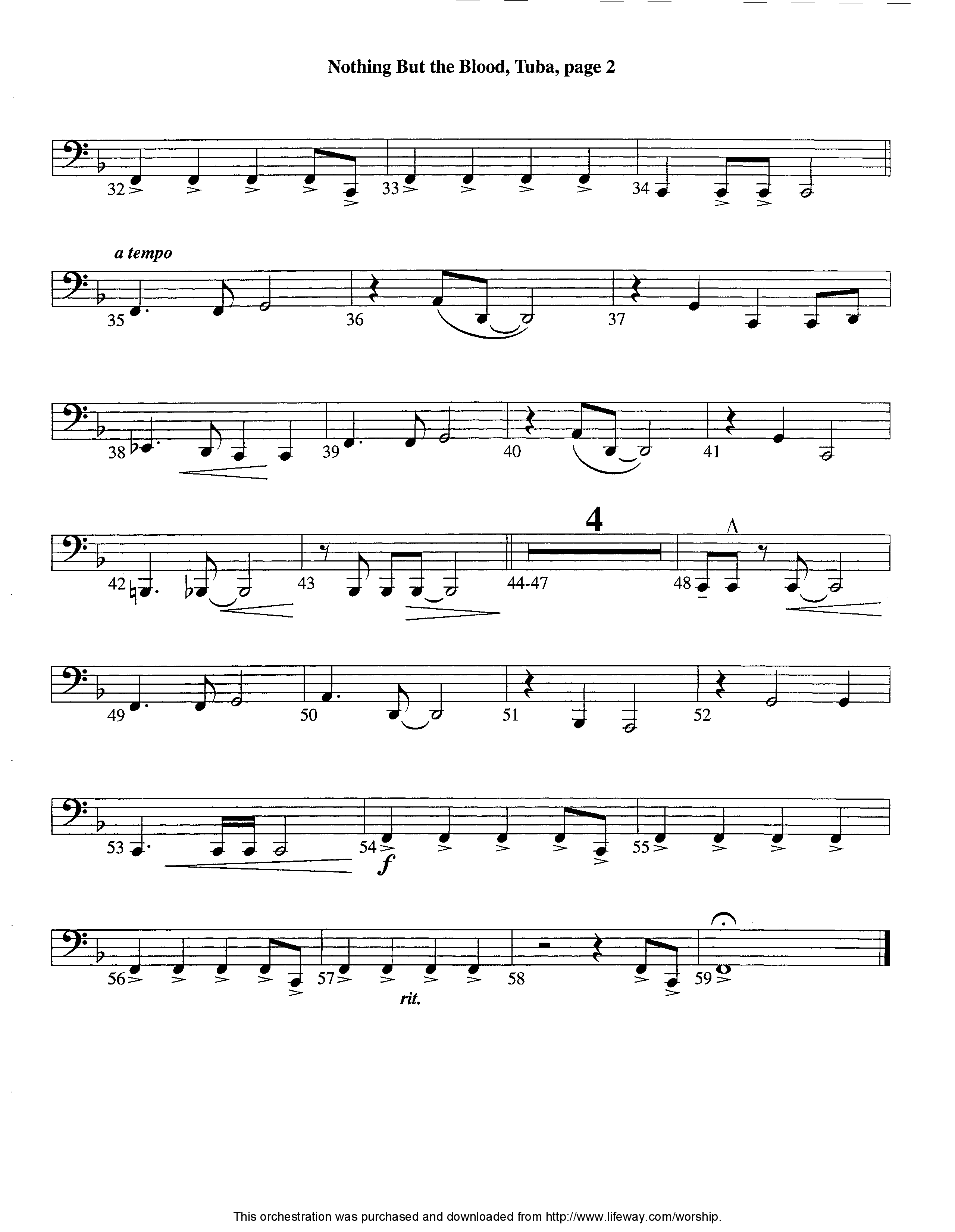 Nothing But The Blood (Instrumental) Tuba (Lifeway Worship / Arr. Ed Dickinson)