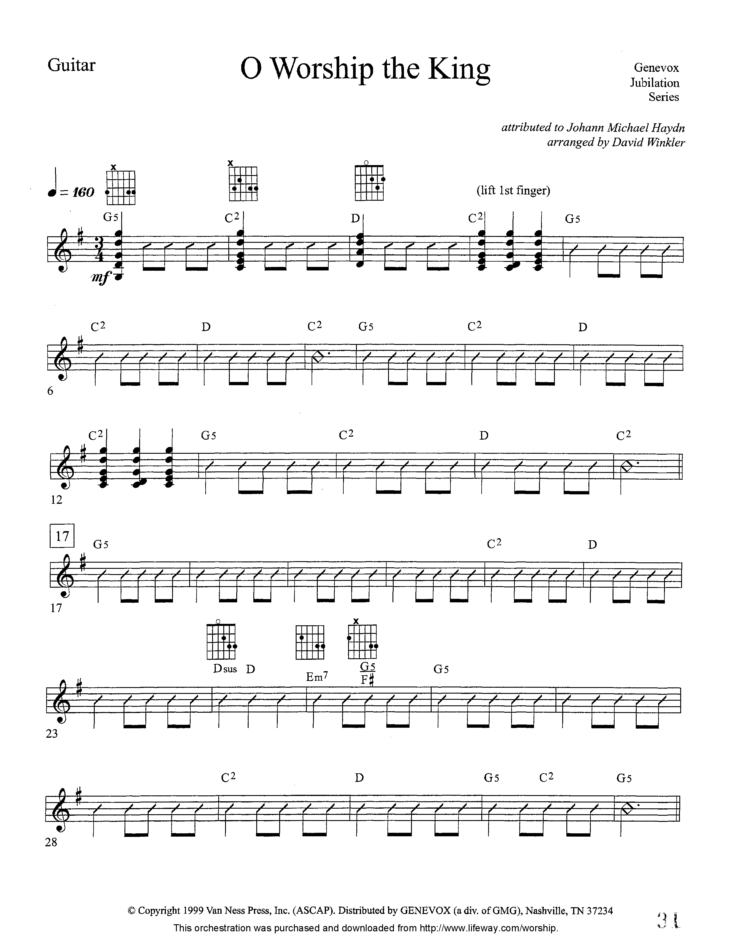 O Worship The King (Instrumental) Guitar (Lifeway Worship / Arr. David Winkler)