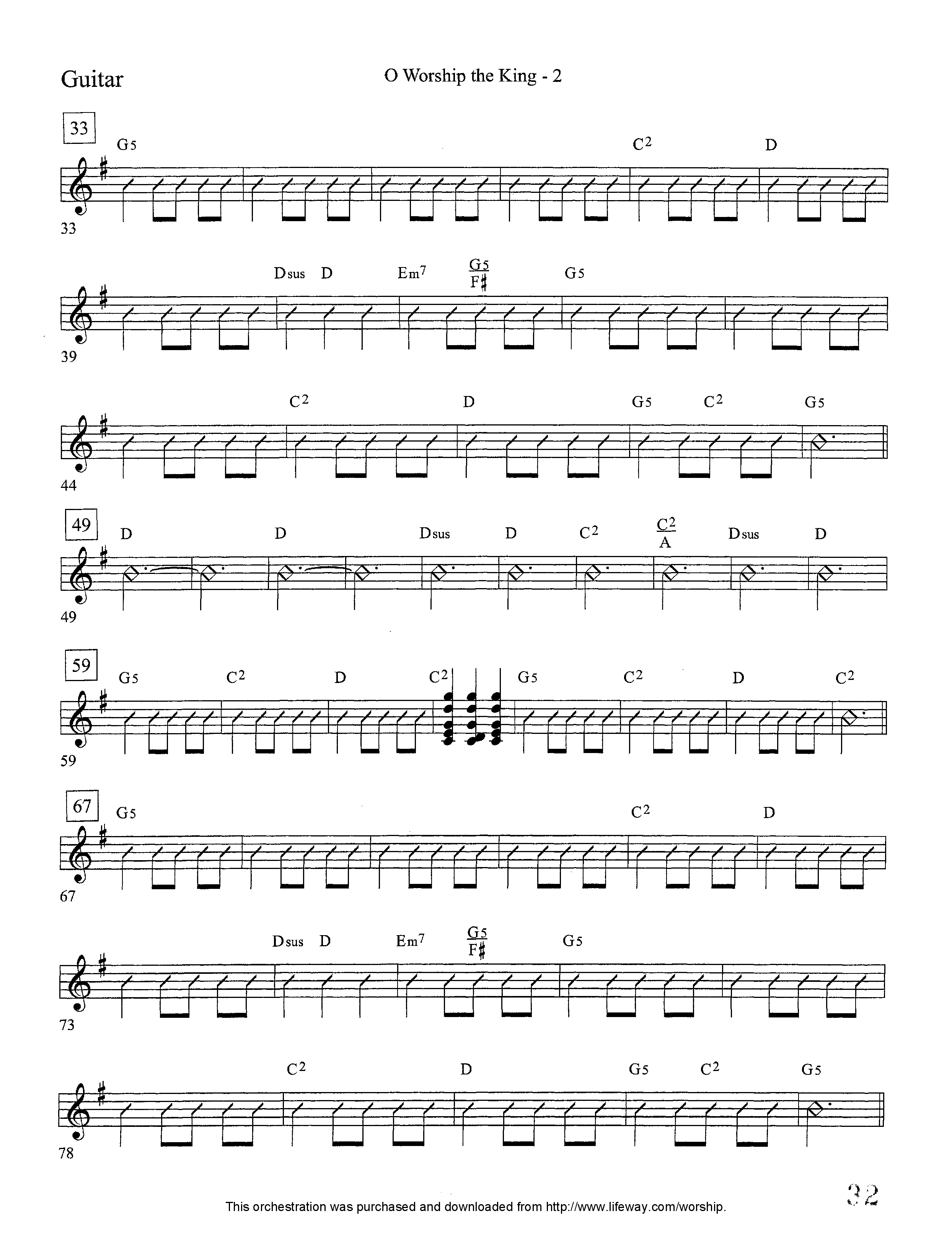 O Worship The King (Instrumental) Guitar (Lifeway Worship / Arr. David Winkler)