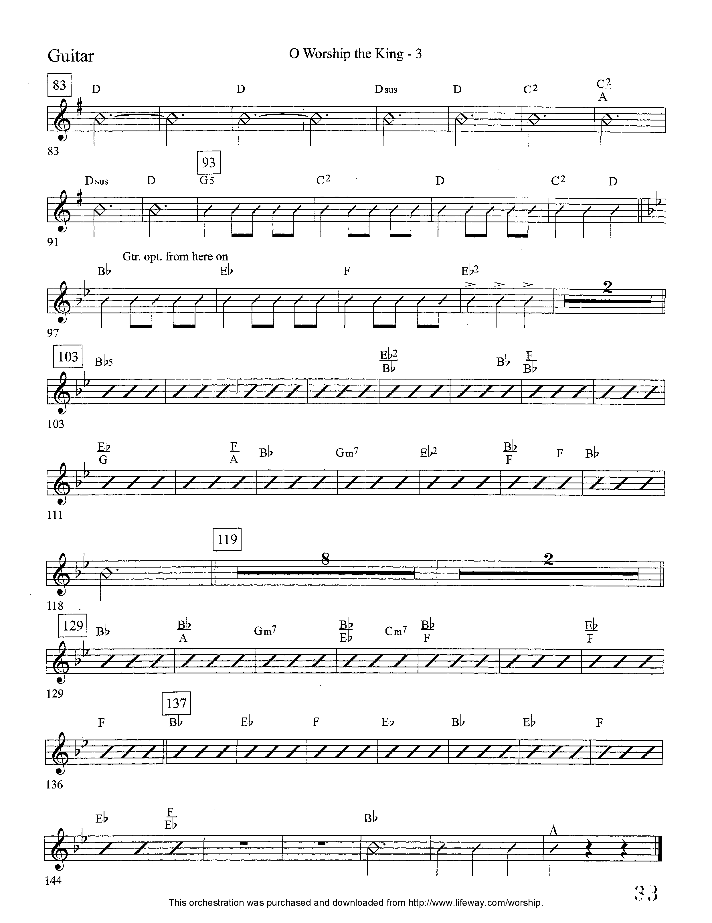 O Worship The King (Instrumental) Guitar (Lifeway Worship / Arr. David Winkler)