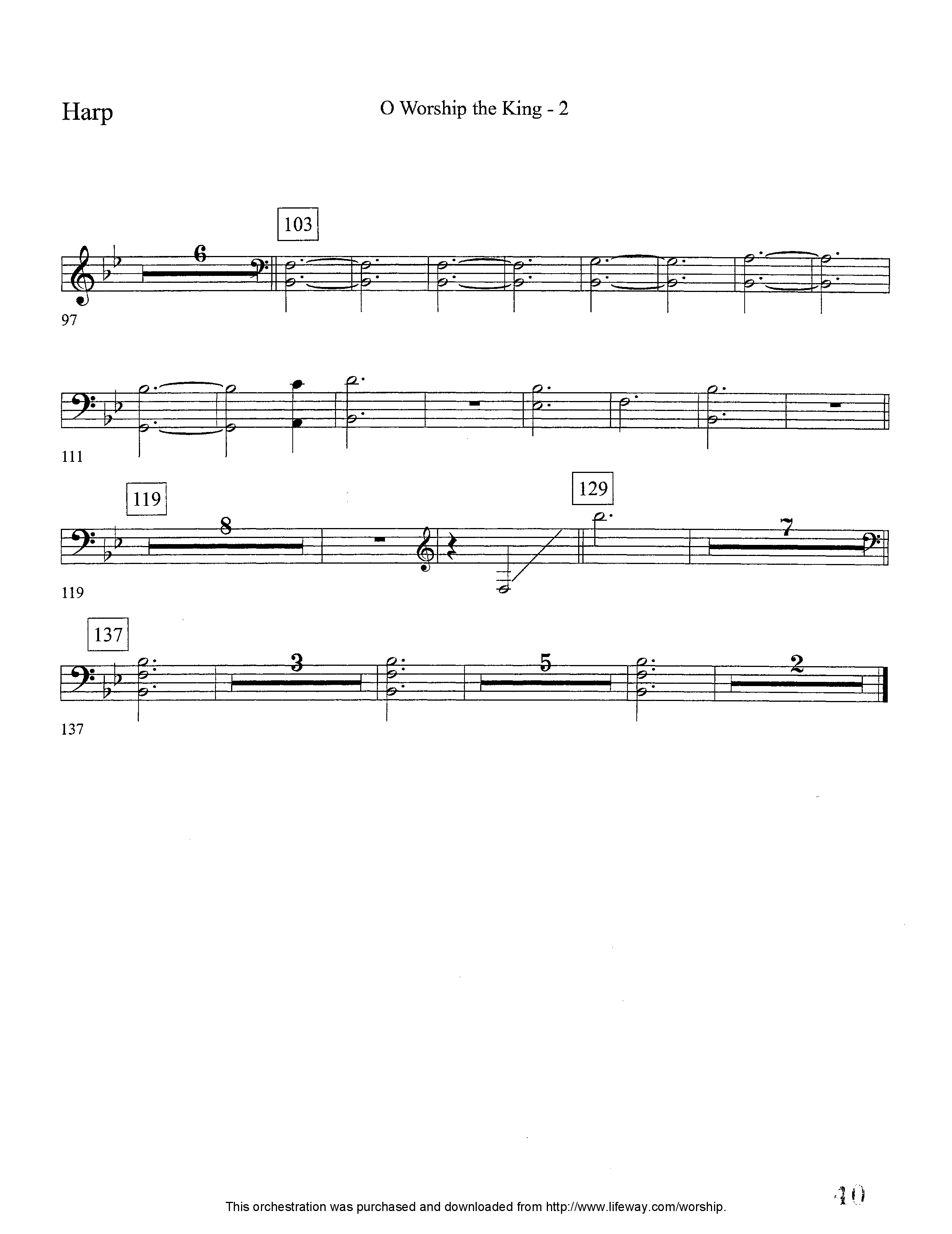 O Worship The King (Instrumental) Harp (Lifeway Worship / Arr. David Winkler)