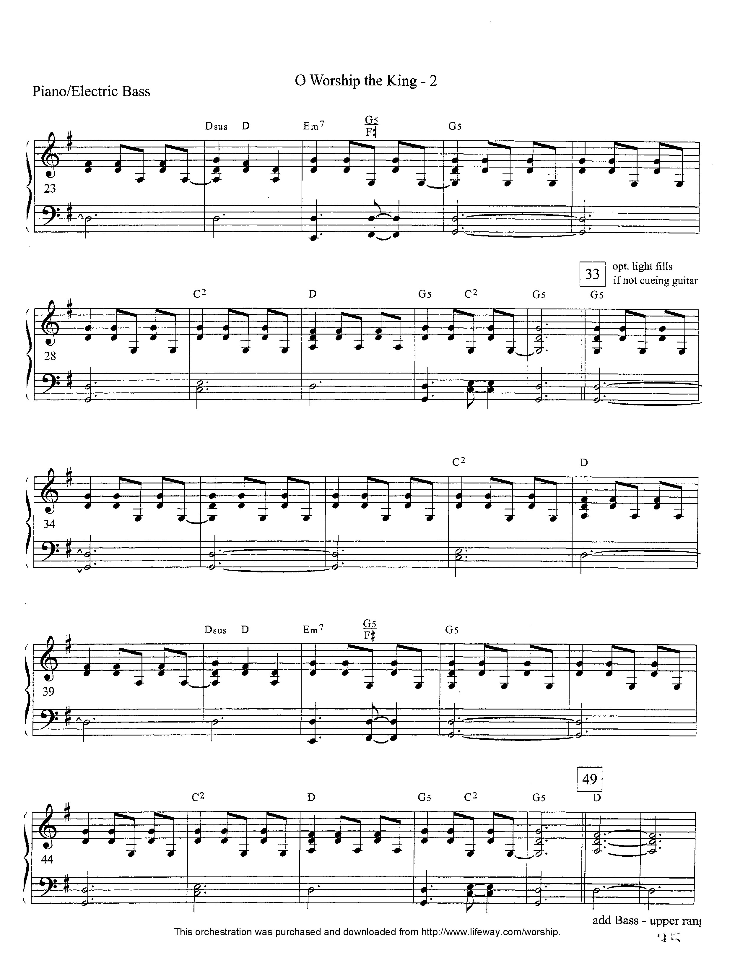 O Worship The King (Instrumental) Piano Sheet (Lifeway Worship / Arr. David Winkler)