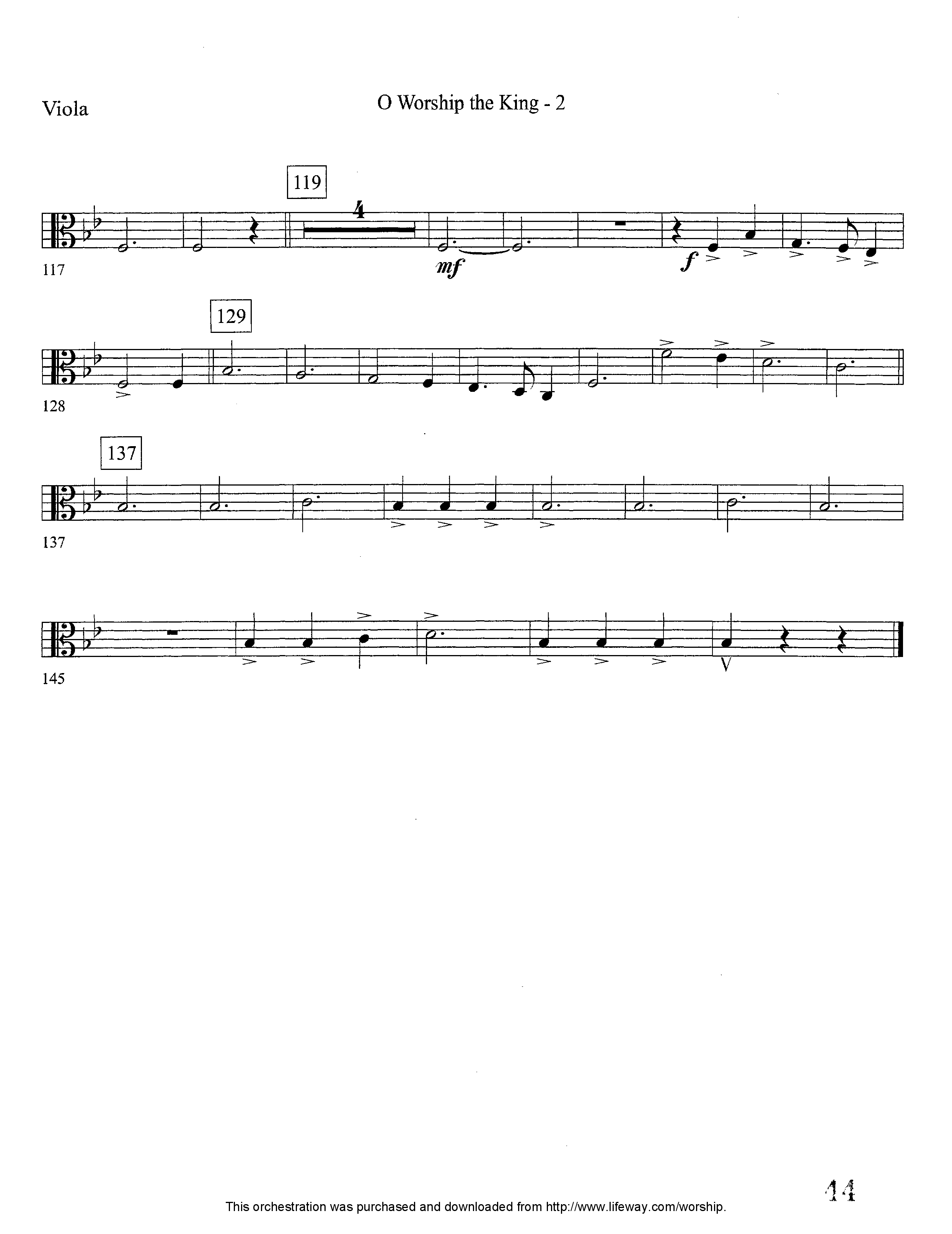 O Worship The King (Instrumental) Viola (Lifeway Worship / Arr. David Winkler)