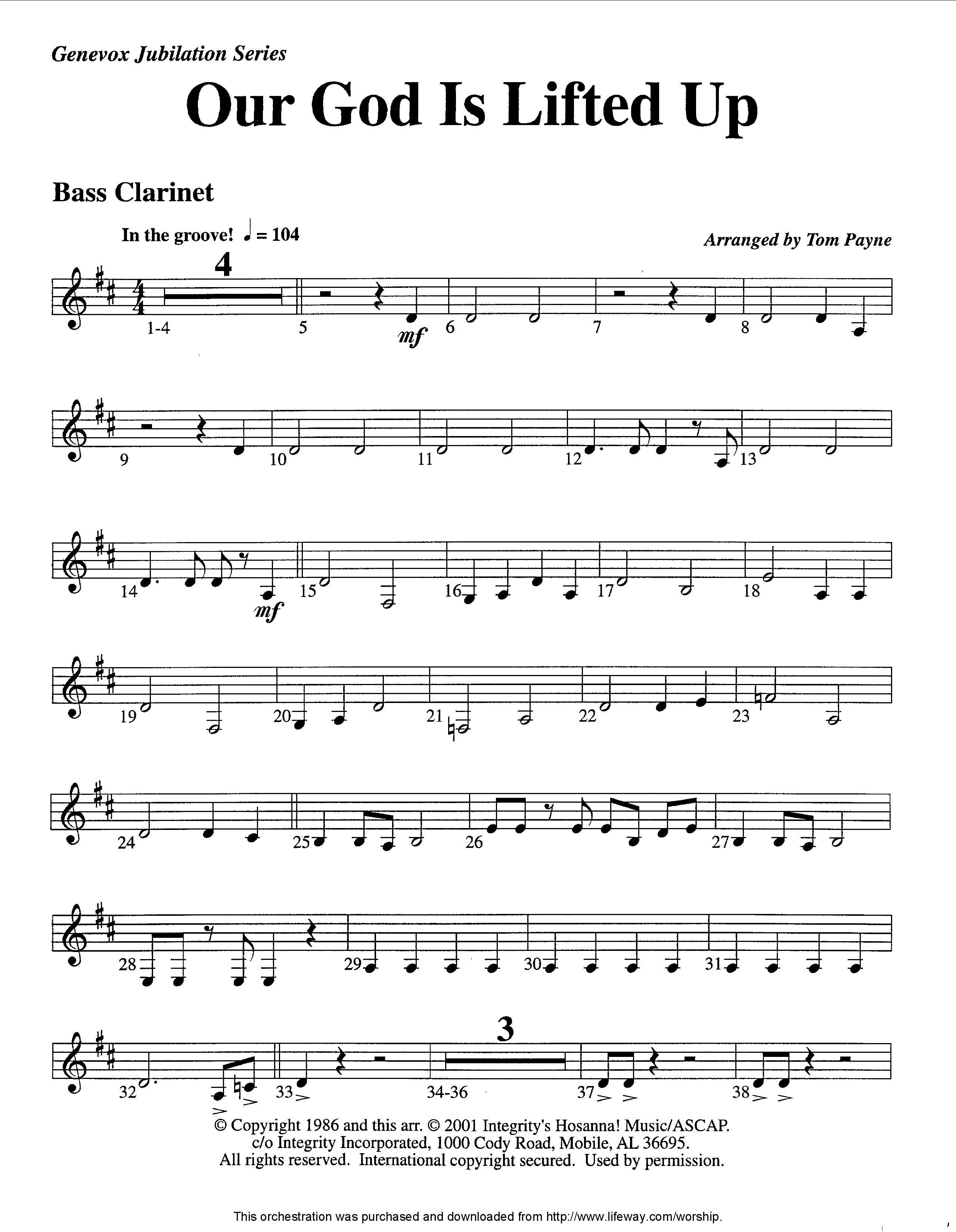 Our God Is Lifted Up (Instrumental) Bass Clarinet (Lifeway Worship / Arr. Tom Payne)