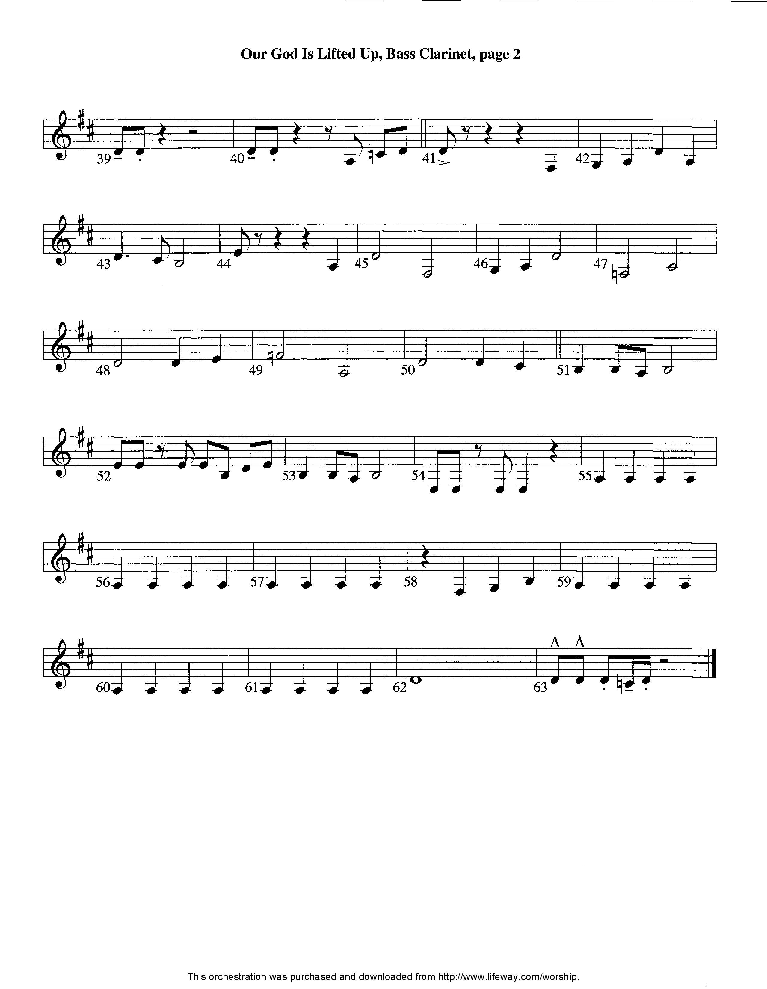 Our God Is Lifted Up (Instrumental) Bass Clarinet (Lifeway Worship / Arr. Tom Payne)