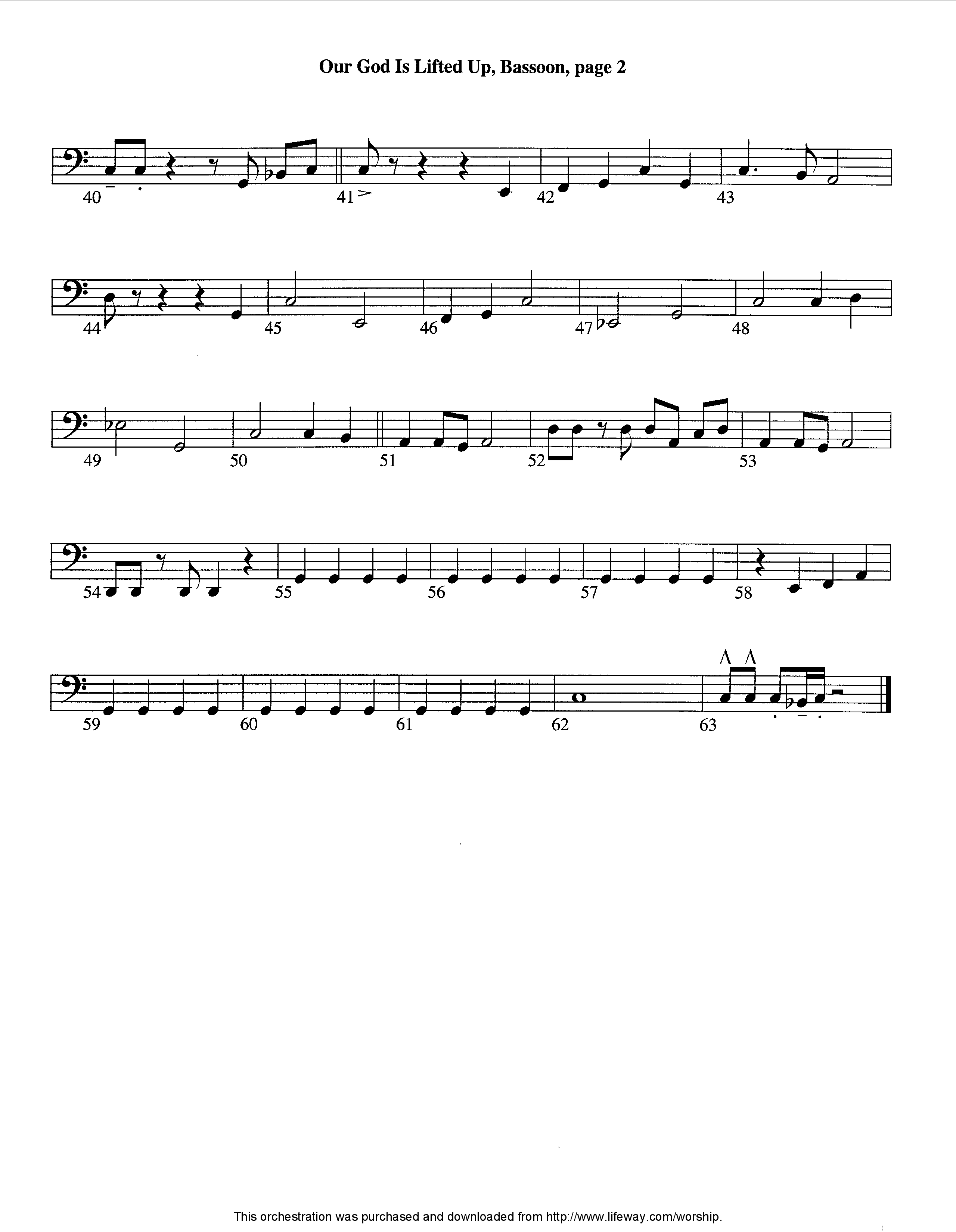 Our God Is Lifted Up (Instrumental) Bassoon (Lifeway Worship / Arr. Tom Payne)