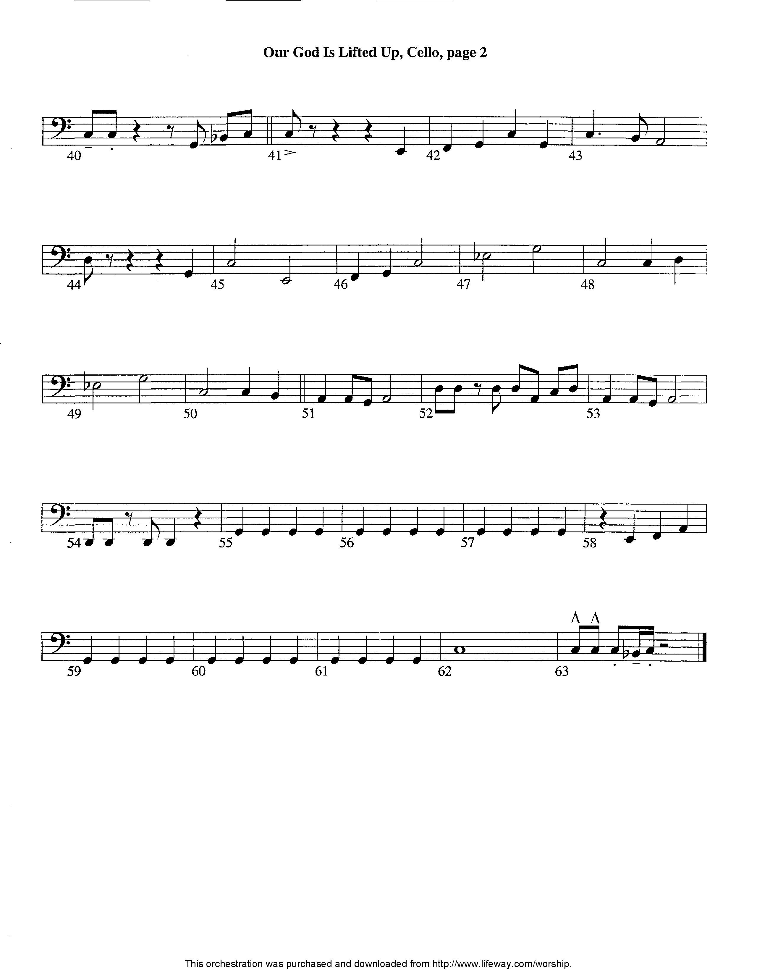 Our God Is Lifted Up (Instrumental) Cello (Lifeway Worship / Arr. Tom Payne)