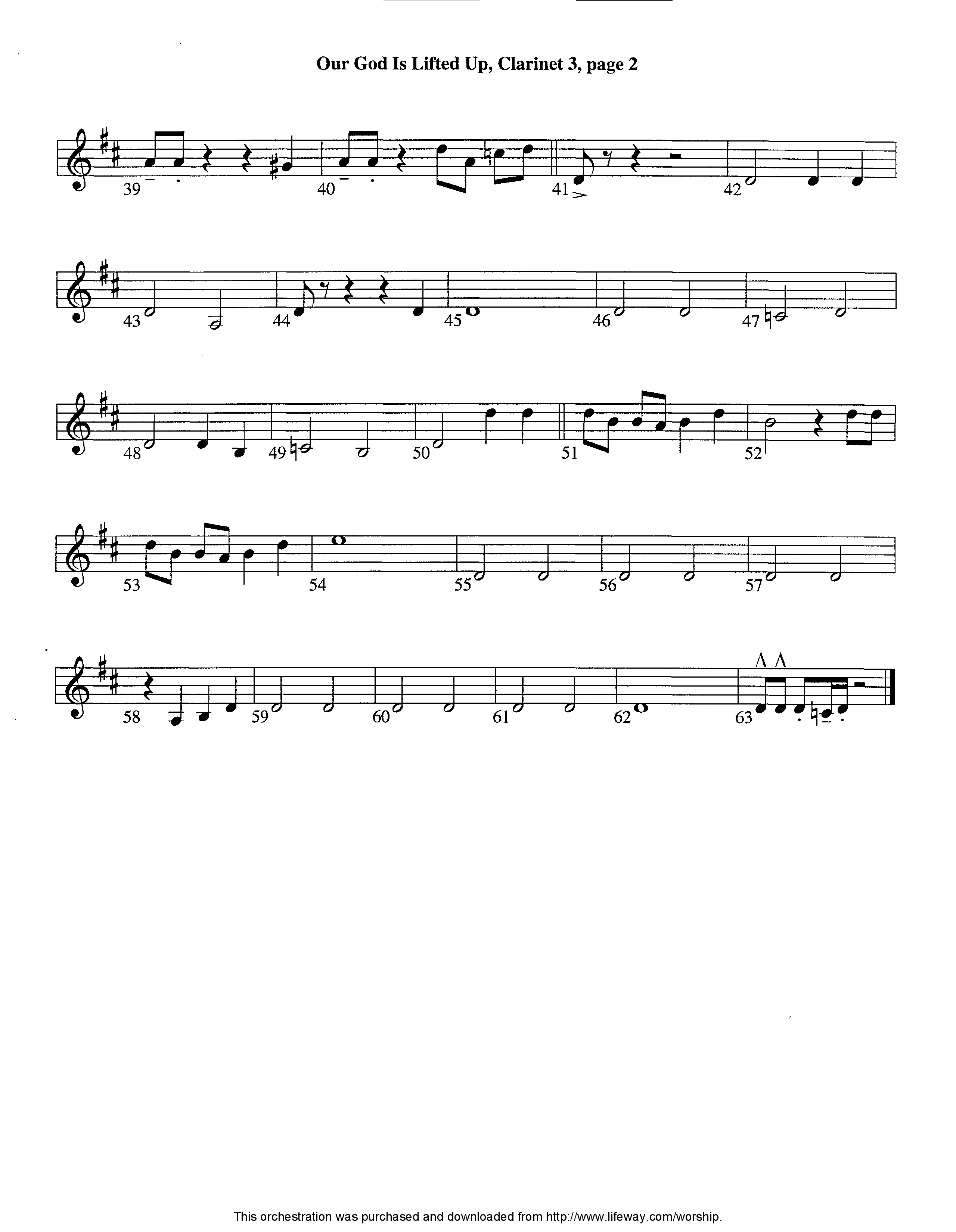 Our God Is Lifted Up (Instrumental) Clarinet 3 (Lifeway Worship / Arr. Tom Payne)