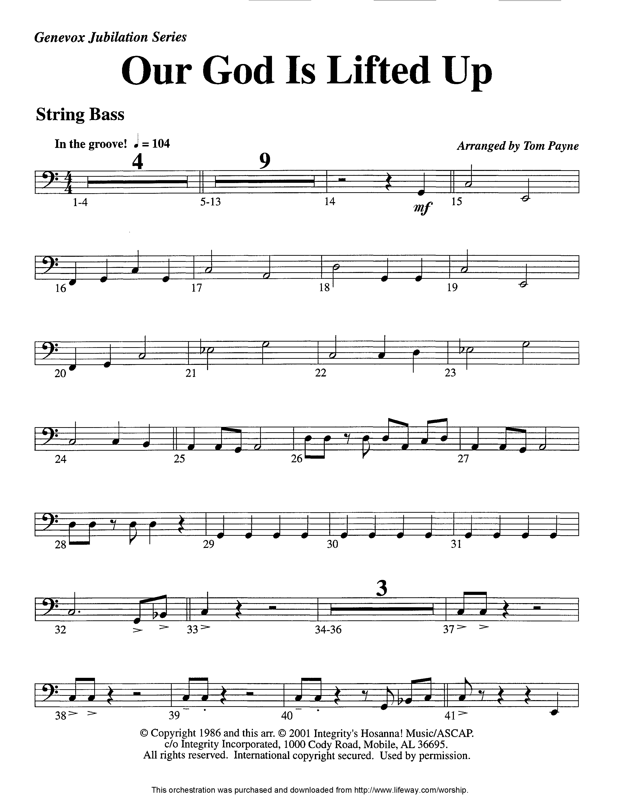 Our God Is Lifted Up (Instrumental) Double Bass (Lifeway Worship / Arr. Tom Payne)