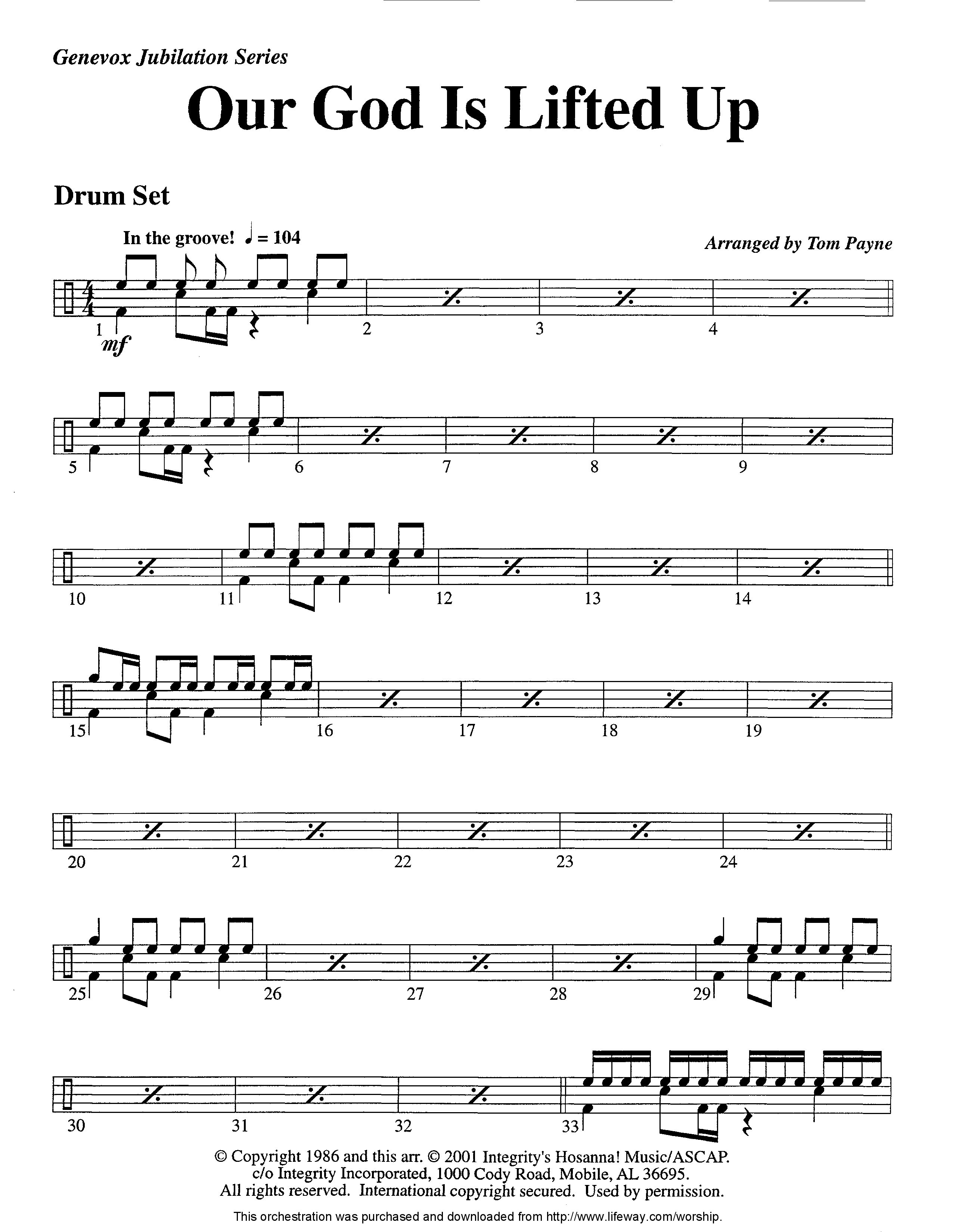 Our God Is Lifted Up (Instrumental) Drum Set (Lifeway Worship / Arr. Tom Payne)