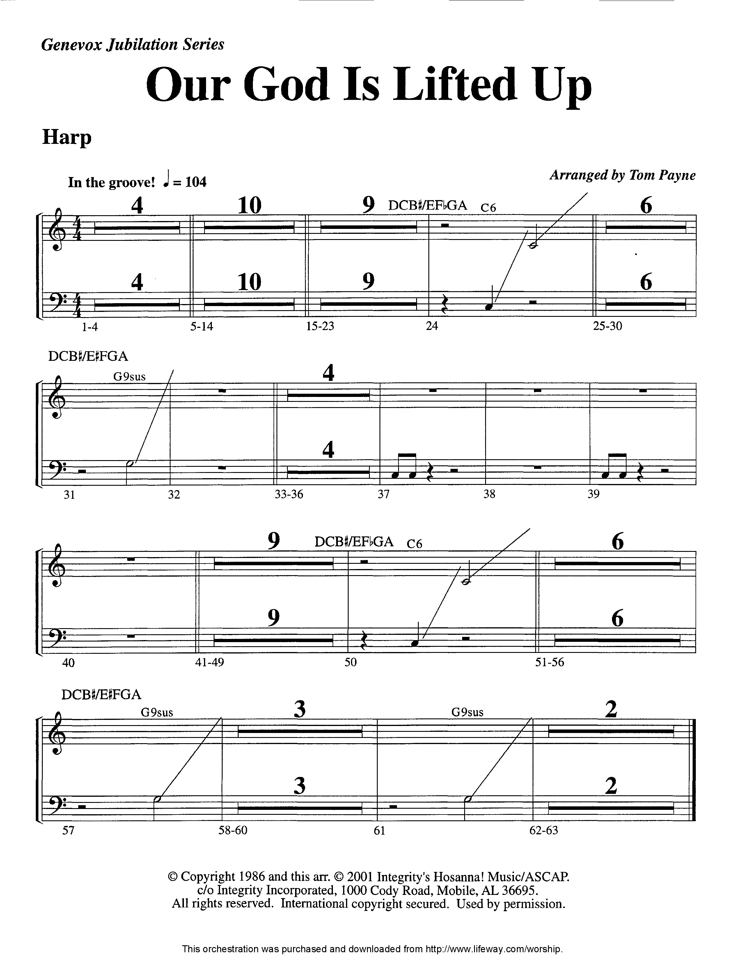 Our God Is Lifted Up (Instrumental) Harp (Lifeway Worship / Arr. Tom Payne)