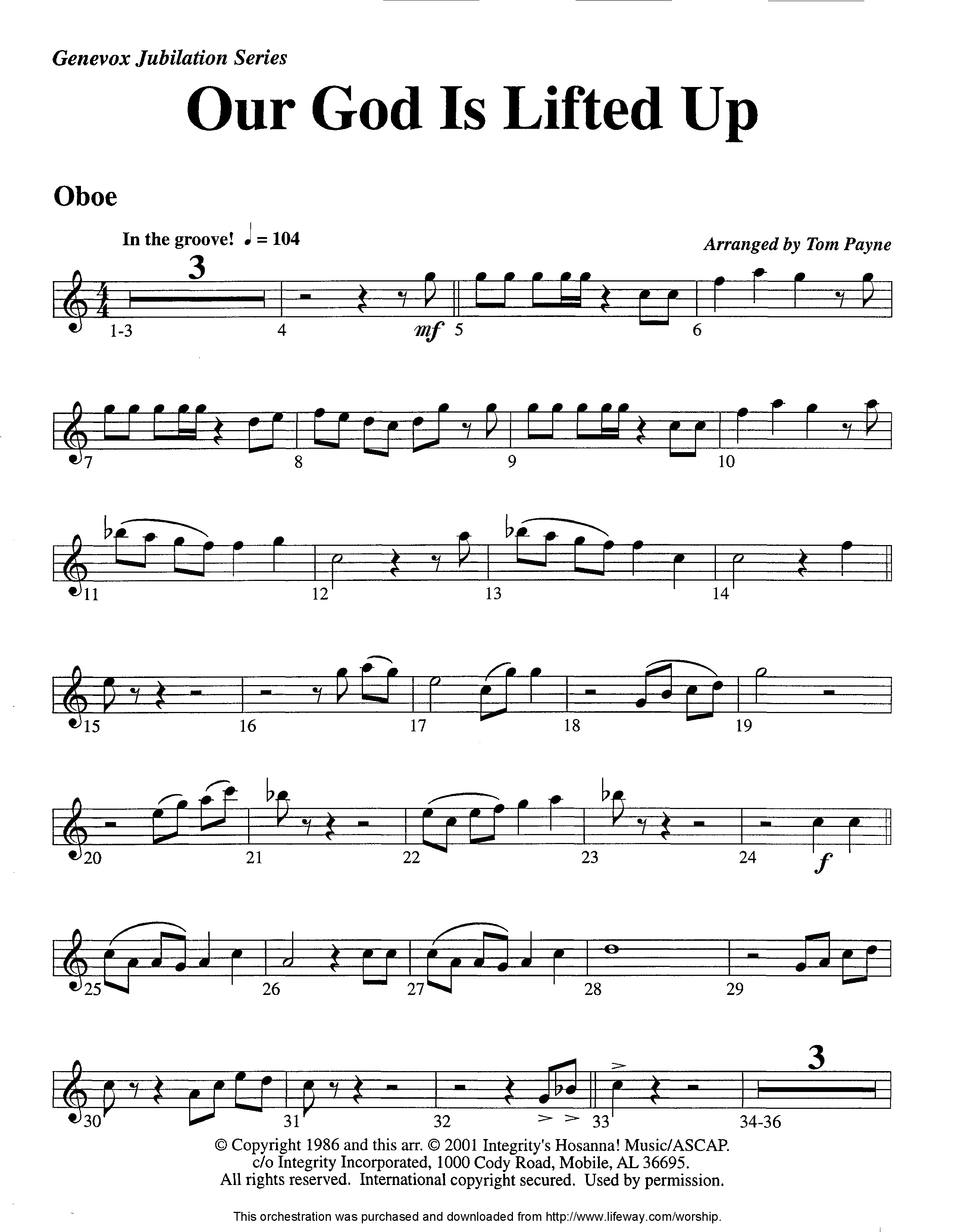 Our God Is Lifted Up (Instrumental) Oboe (Lifeway Worship / Arr. Tom Payne)