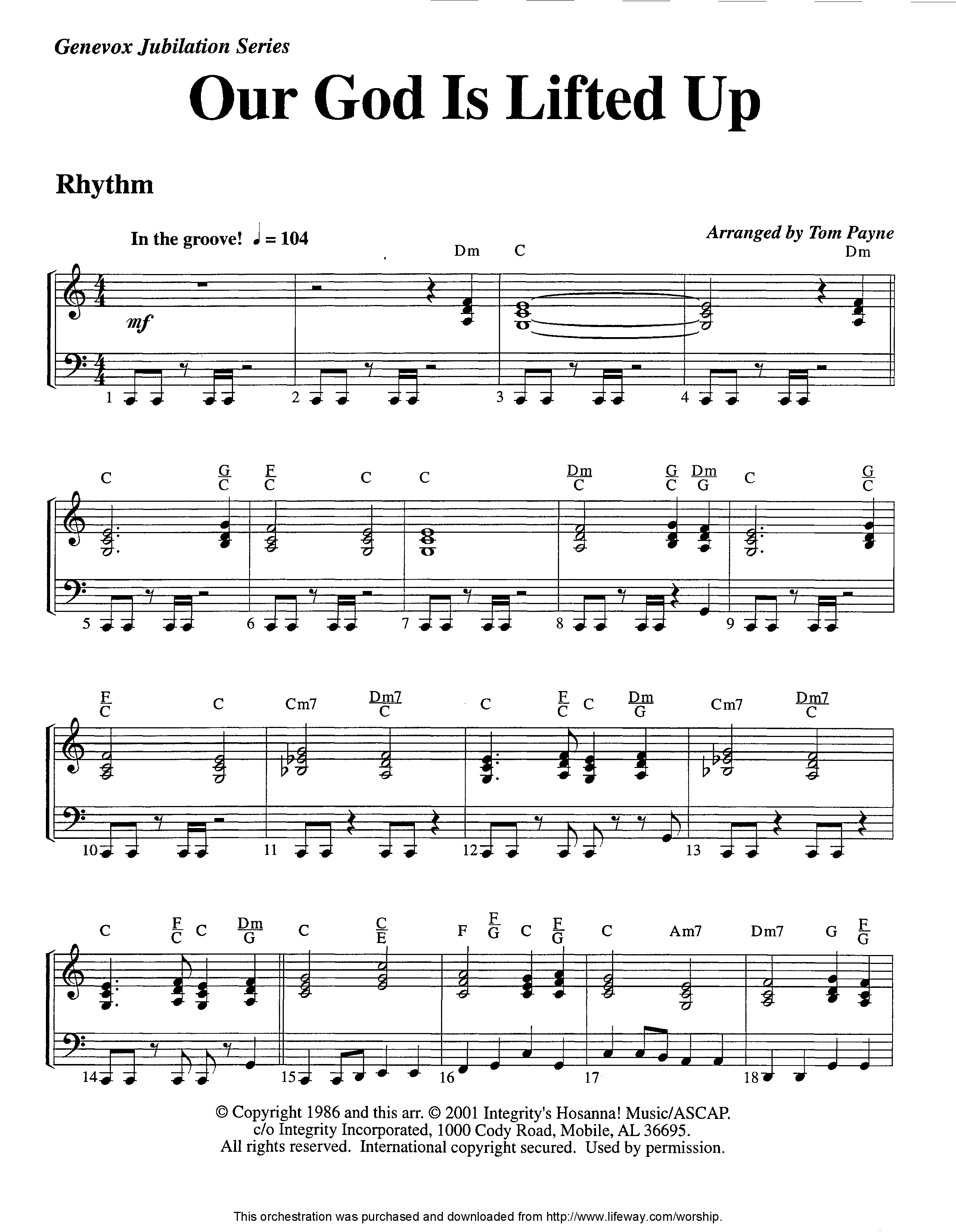 Our God Is Lifted Up (Instrumental) Piano/Rhythm (Lifeway Worship / Arr. Tom Payne)