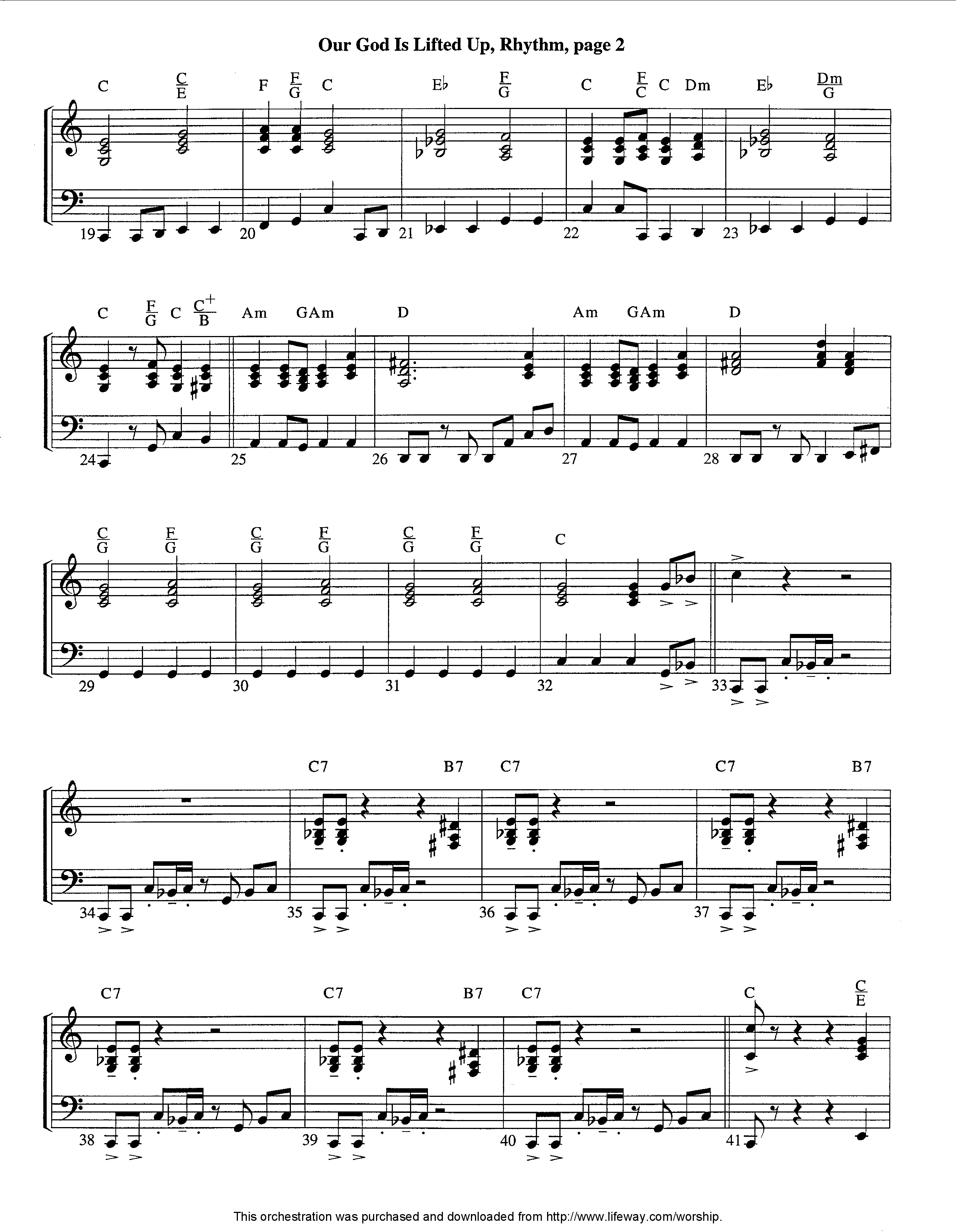 Our God Is Lifted Up (Instrumental) Piano/Rhythm (Lifeway Worship / Arr. Tom Payne)