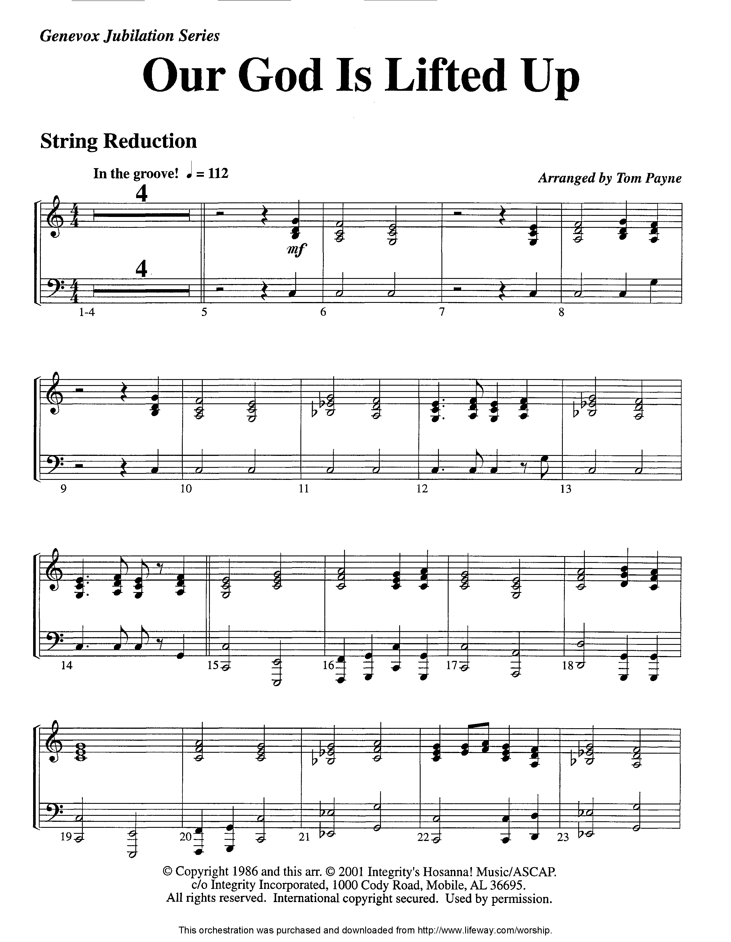 Our God Is Lifted Up (Instrumental) String Reduction (Lifeway Worship / Arr. Tom Payne)