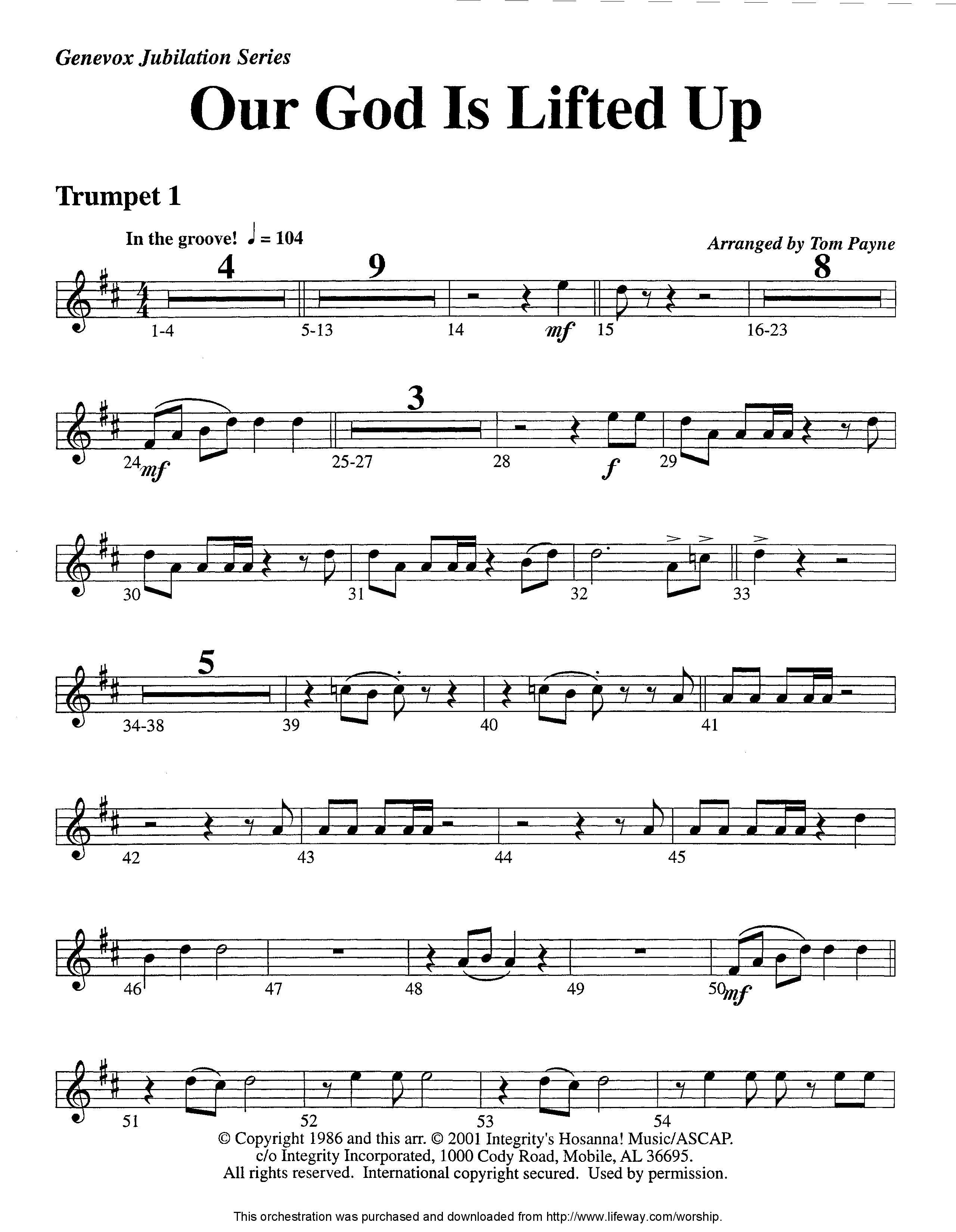 Our God Is Lifted Up (Instrumental) Trumpet 1 (Lifeway Worship / Arr. Tom Payne)