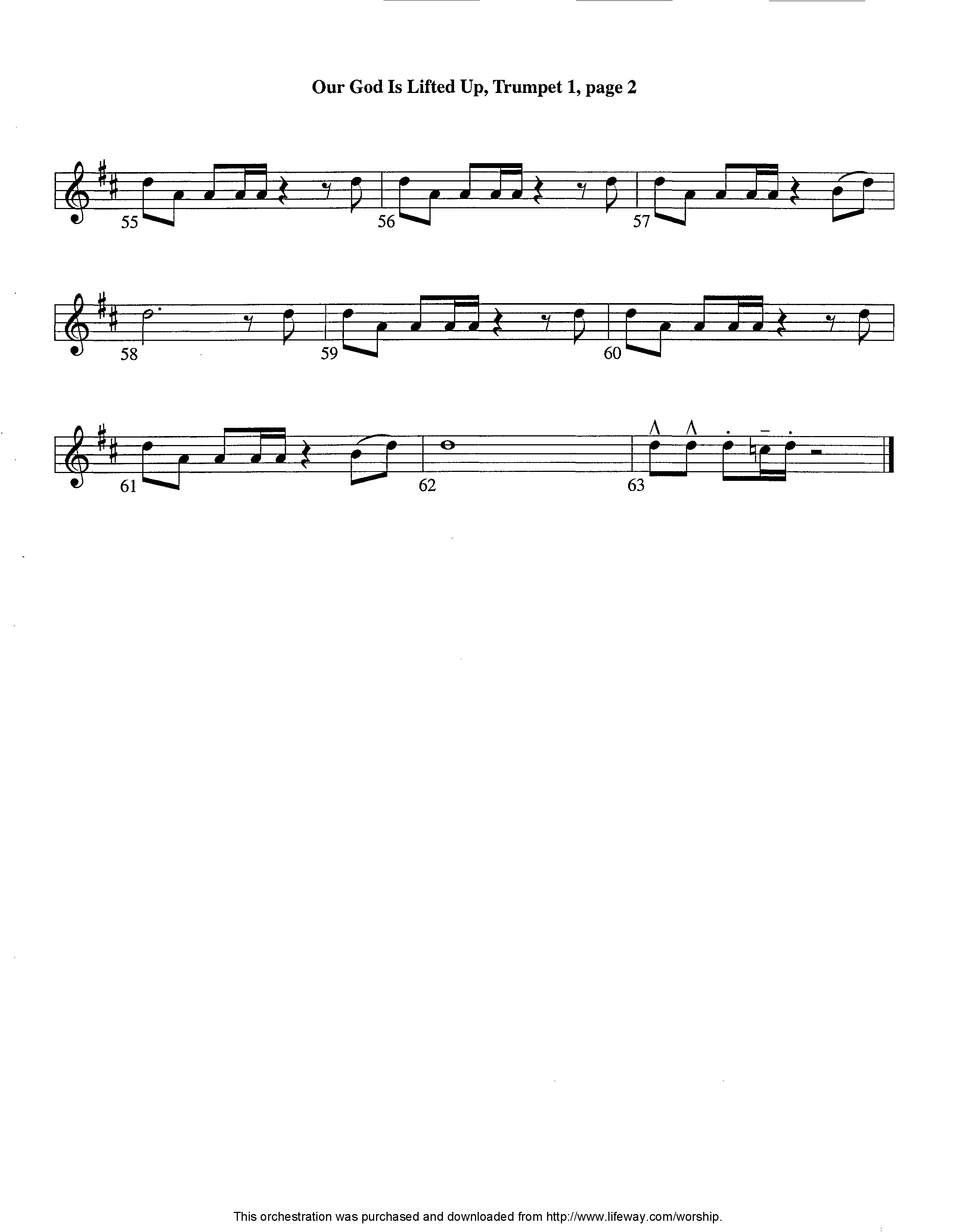 Our God Is Lifted Up (Instrumental) Trumpet 1 (Lifeway Worship / Arr. Tom Payne)
