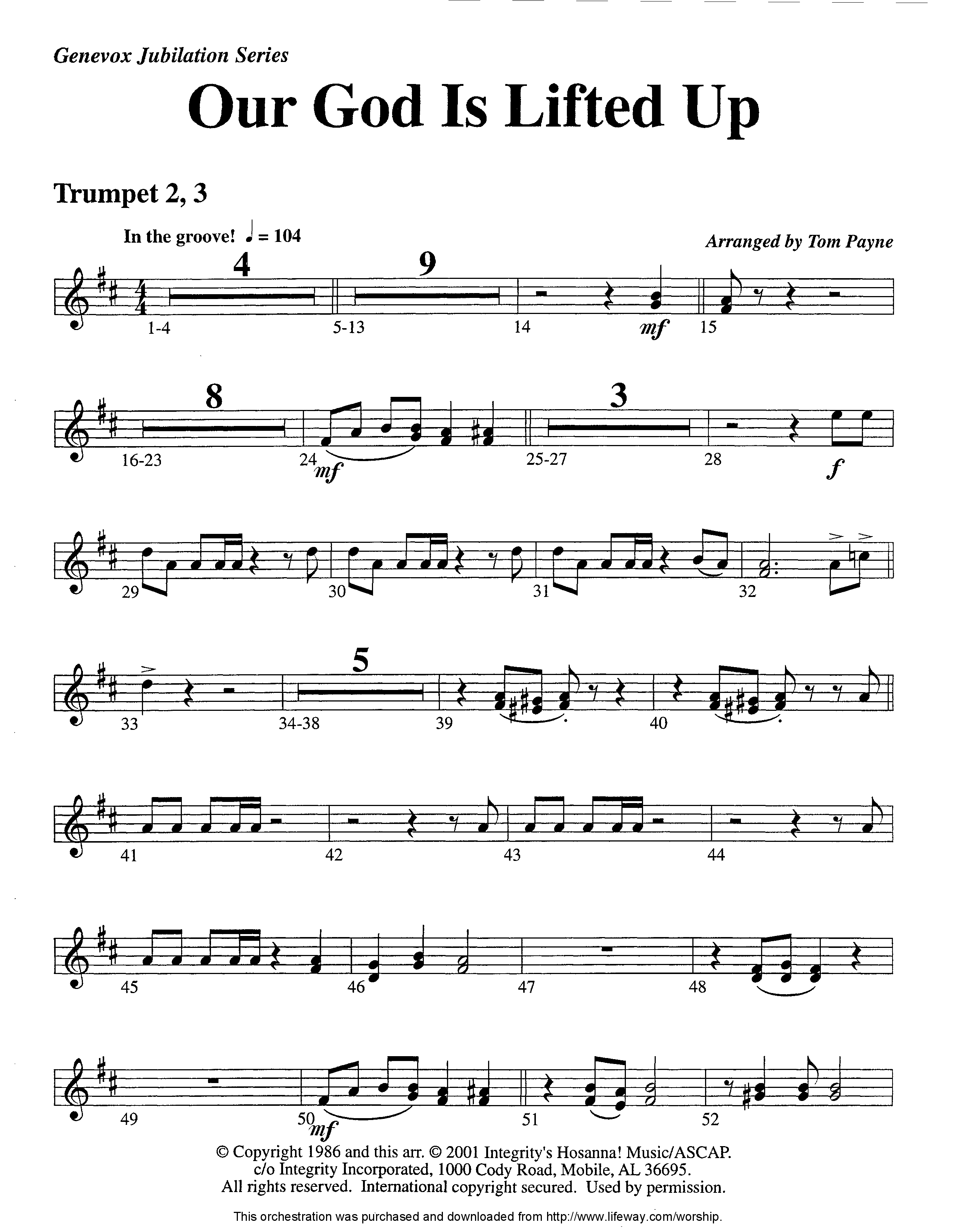 Our God Is Lifted Up (Instrumental) Trumpet 2/3 (Lifeway Worship / Arr. Tom Payne)