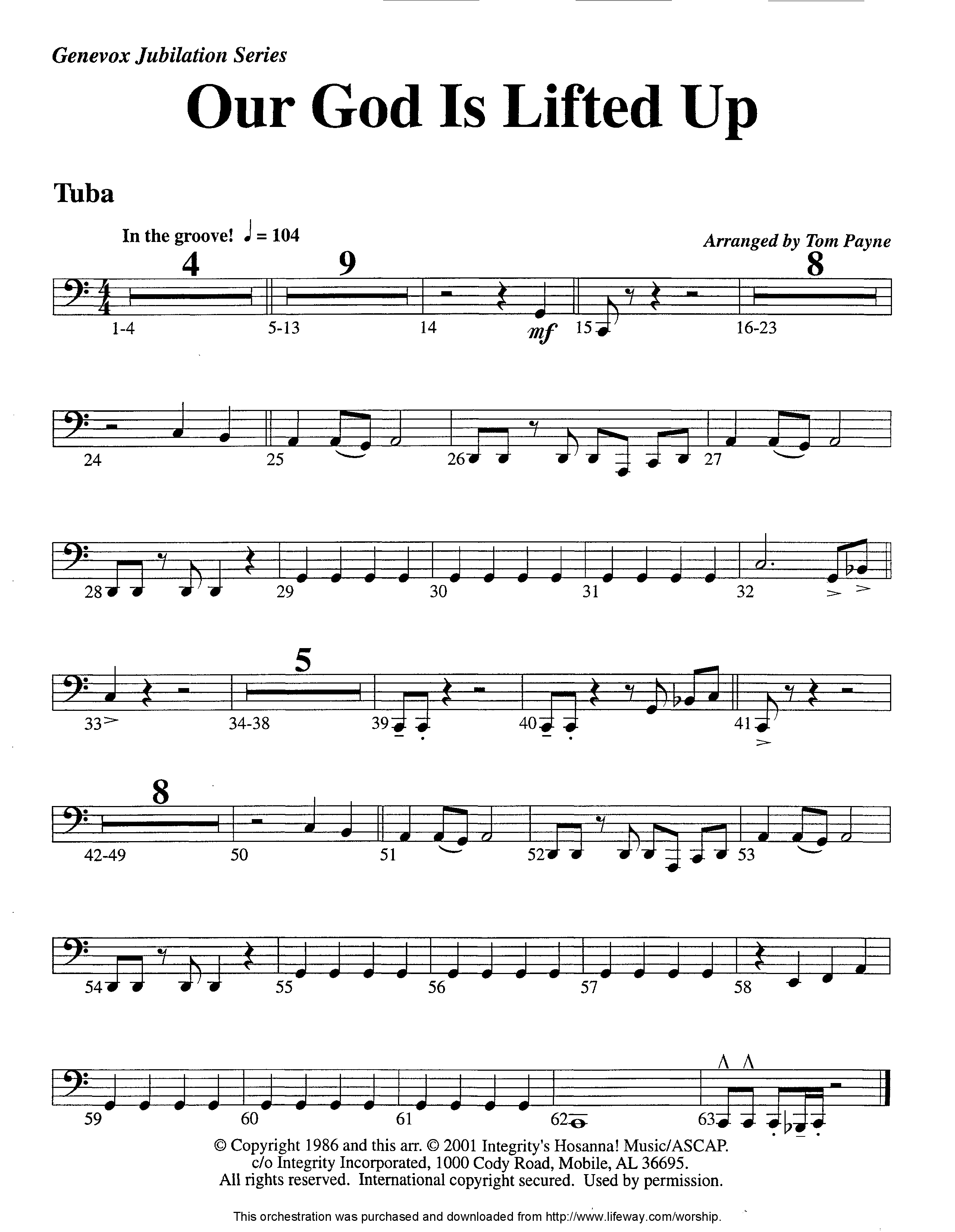 Our God Is Lifted Up (Instrumental) Tuba (Lifeway Worship / Arr. Tom Payne)
