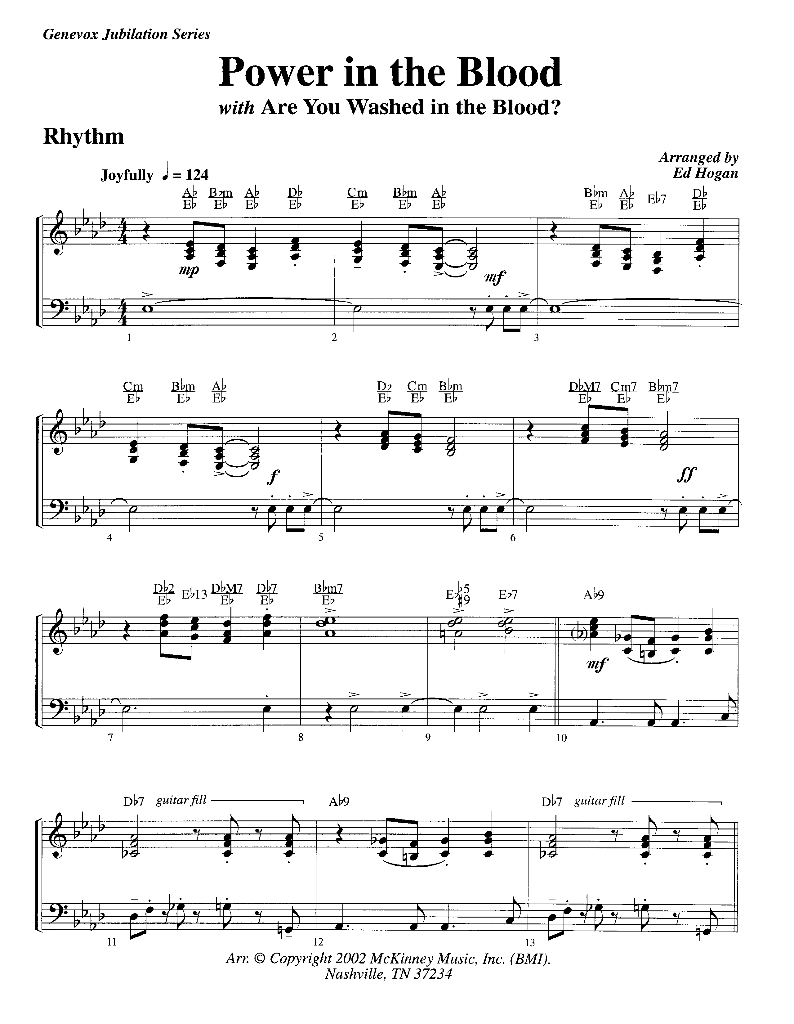 Power In The Blood (with Are You Washed In The Blood) (Instrumental) Piano/Rhythm (Lifeway Worship / Arr. Ed Hogan)