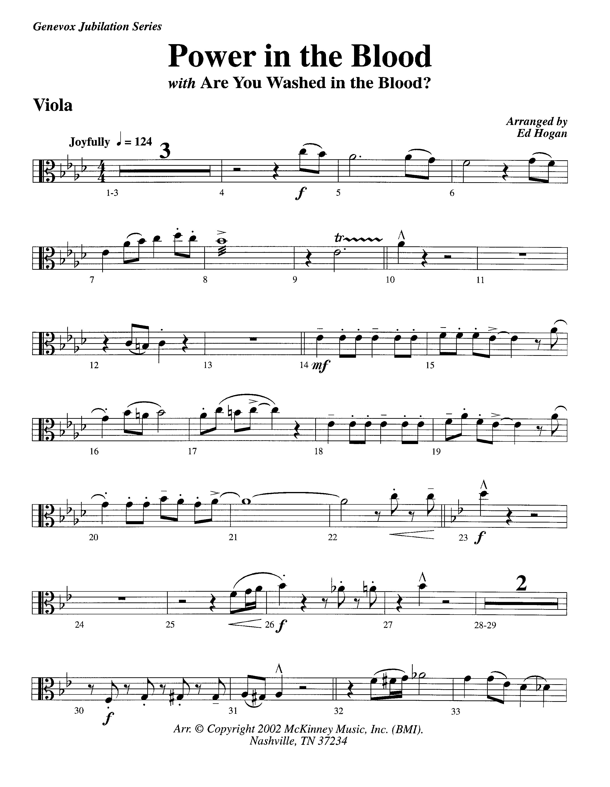 Power In The Blood (with Are You Washed In The Blood) (Instrumental) Viola (Lifeway Worship / Arr. Ed Hogan)