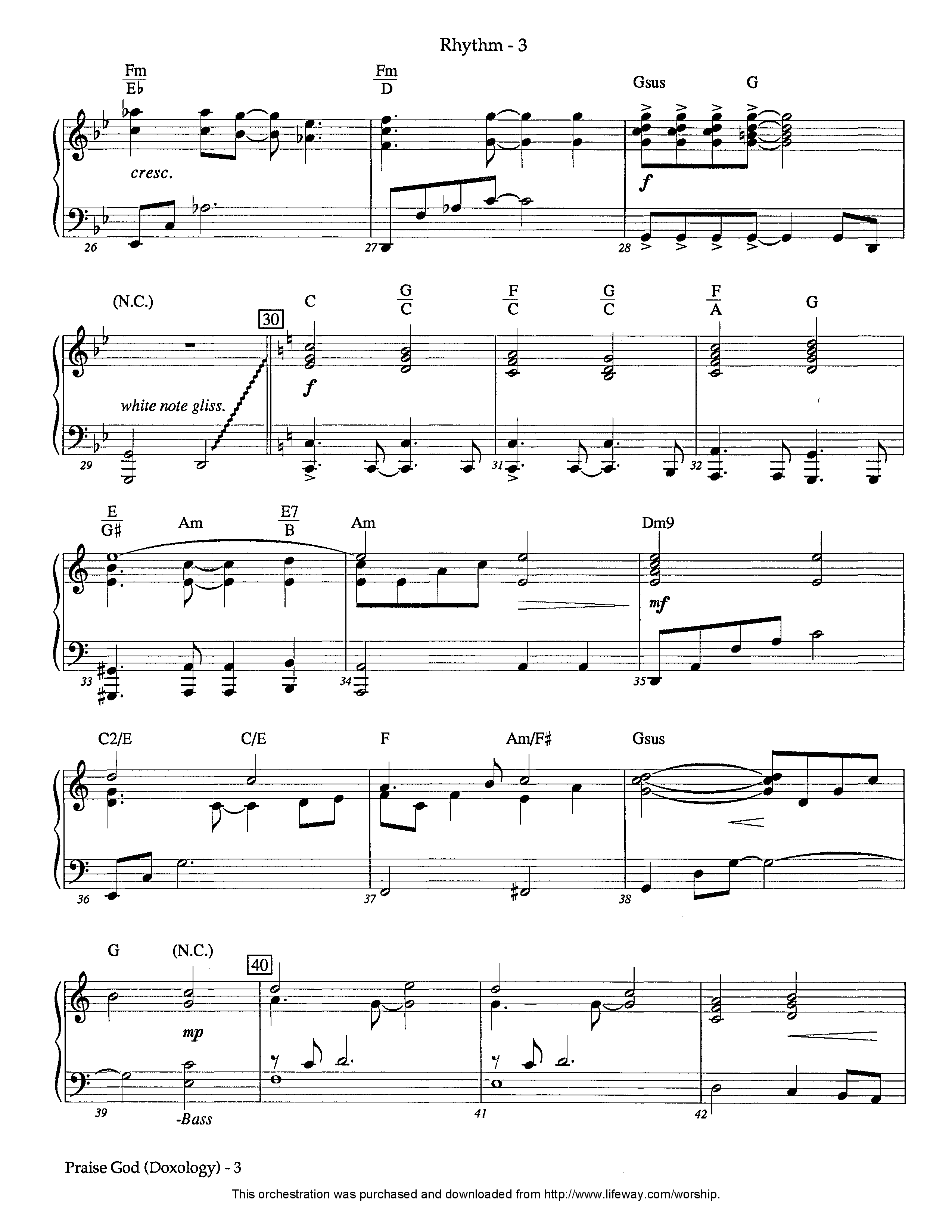 Praise God (Doxology) (Instrumental) Piano/Rhythm (Lifeway Worship / Arr. David Winkler)