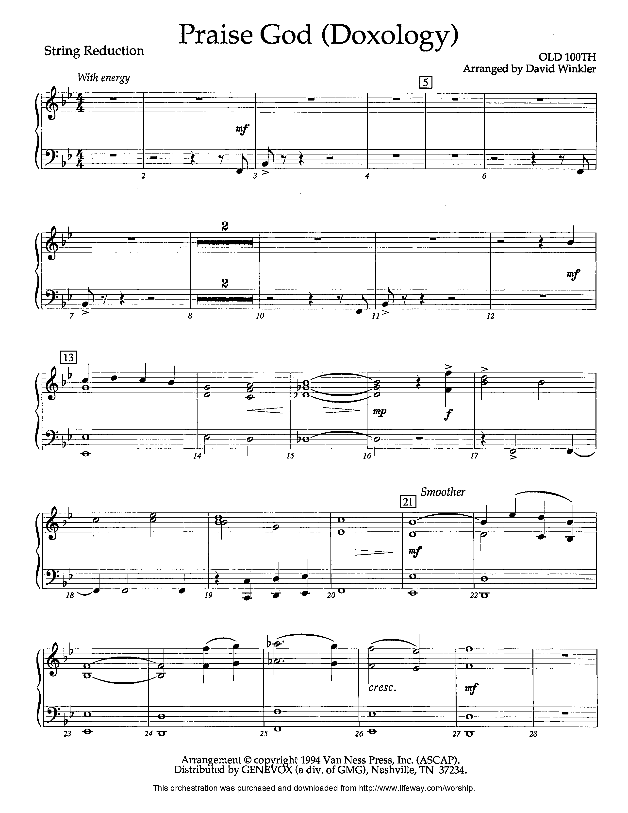 Praise God (Doxology) (Instrumental) String Reduction (Lifeway Worship / Arr. David Winkler)