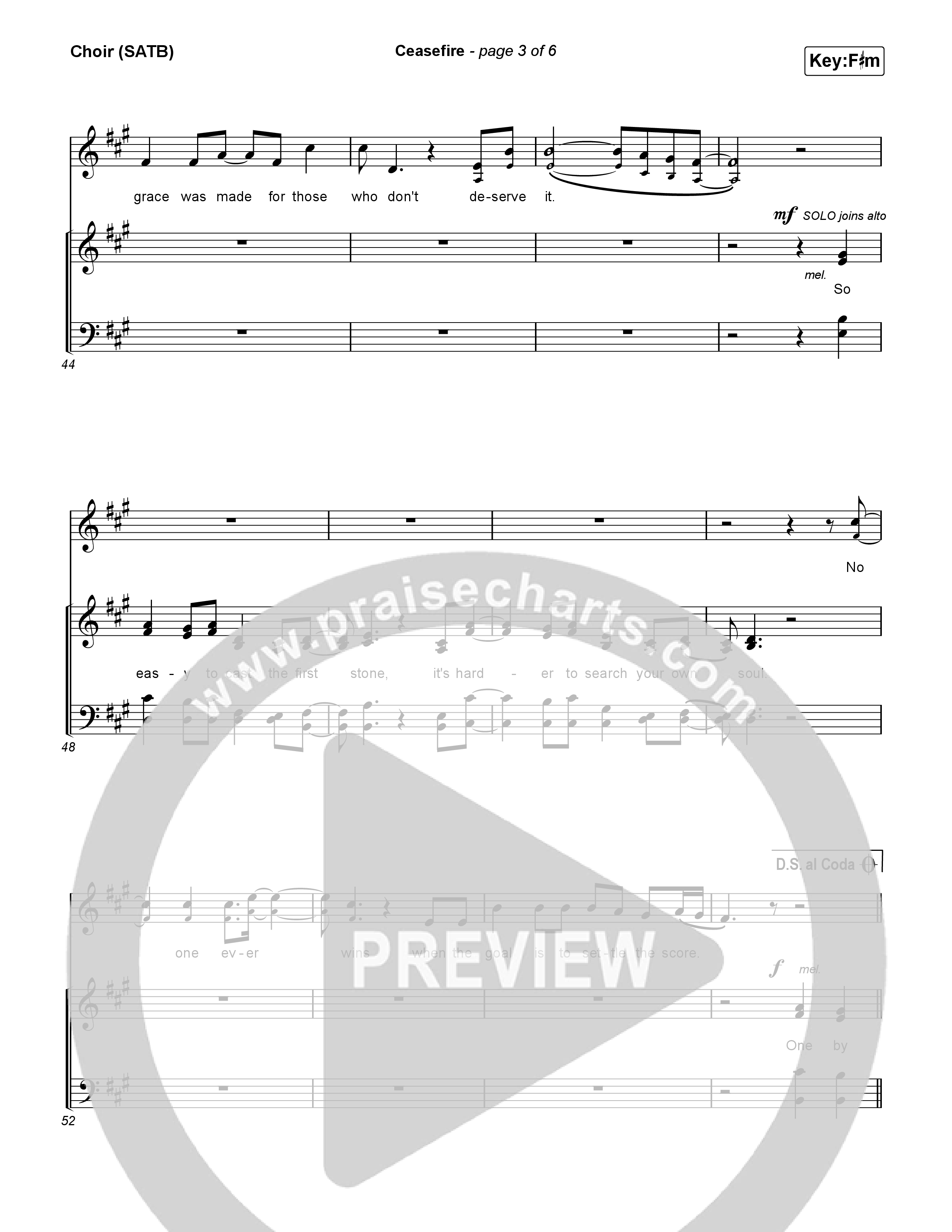 Ceasefire Vocal Sheet (SATB) (for KING & COUNTRY)