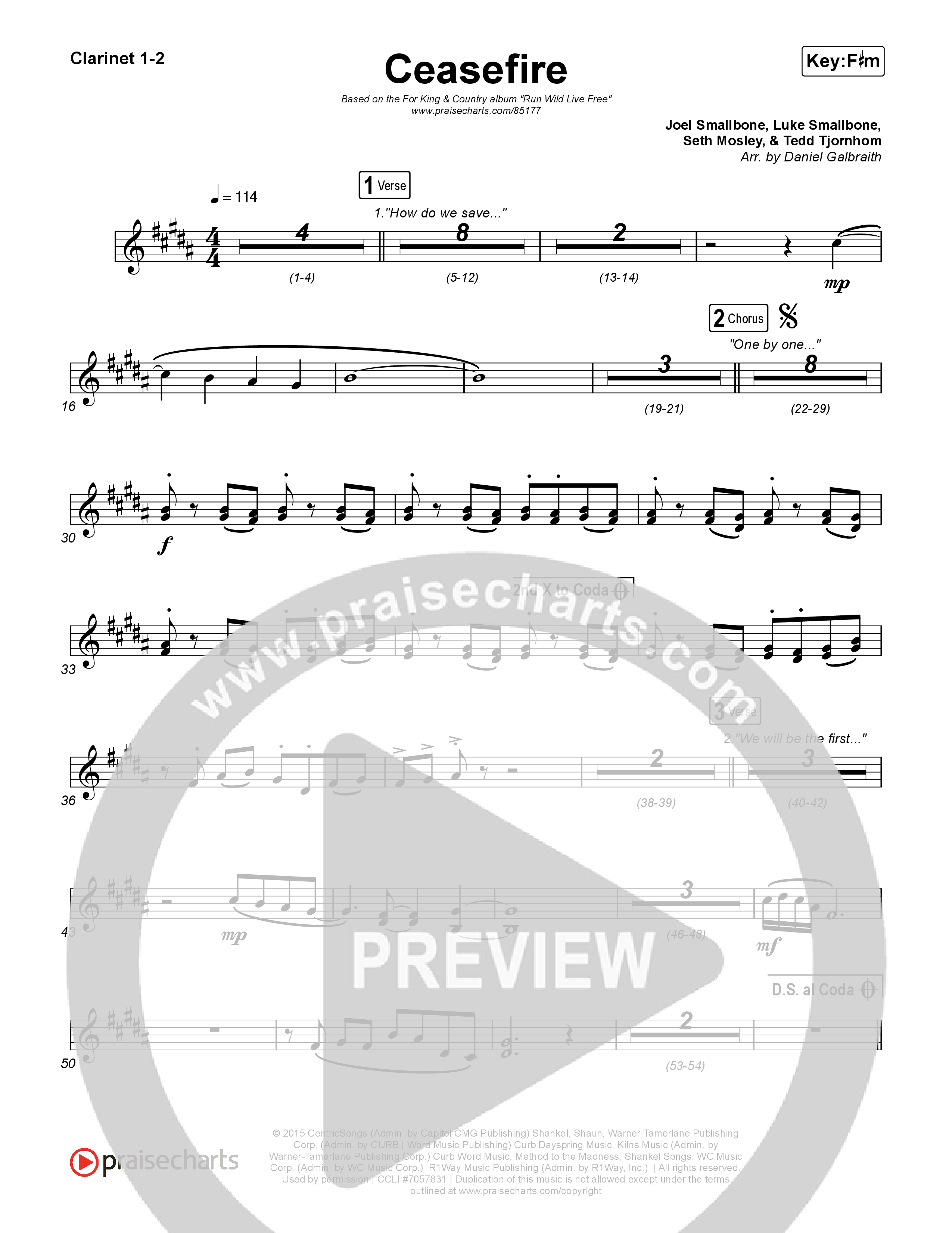 Ceasefire Clarinet 1/2 (for KING & COUNTRY)