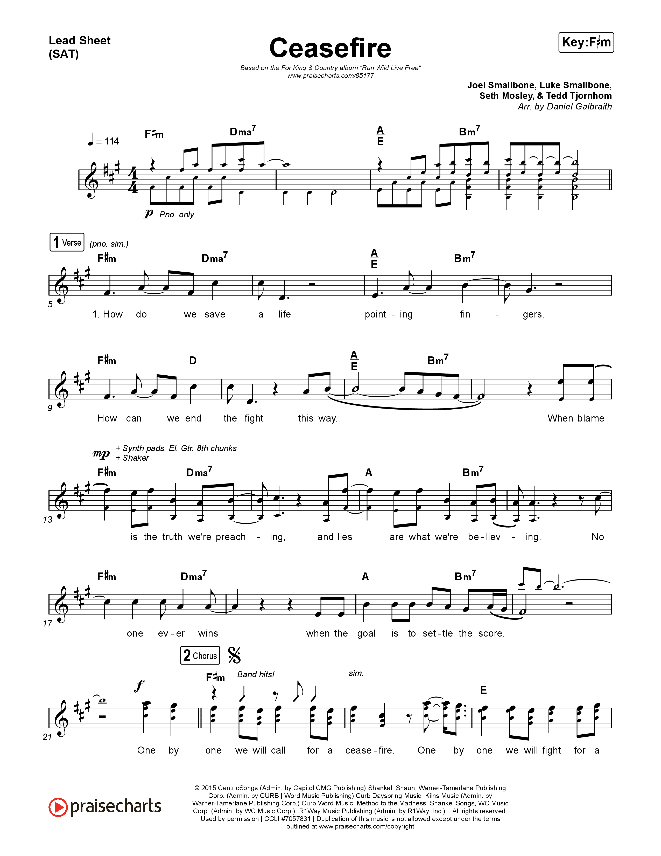 Ceasefire Lead Sheet (SAT) (for KING & COUNTRY)