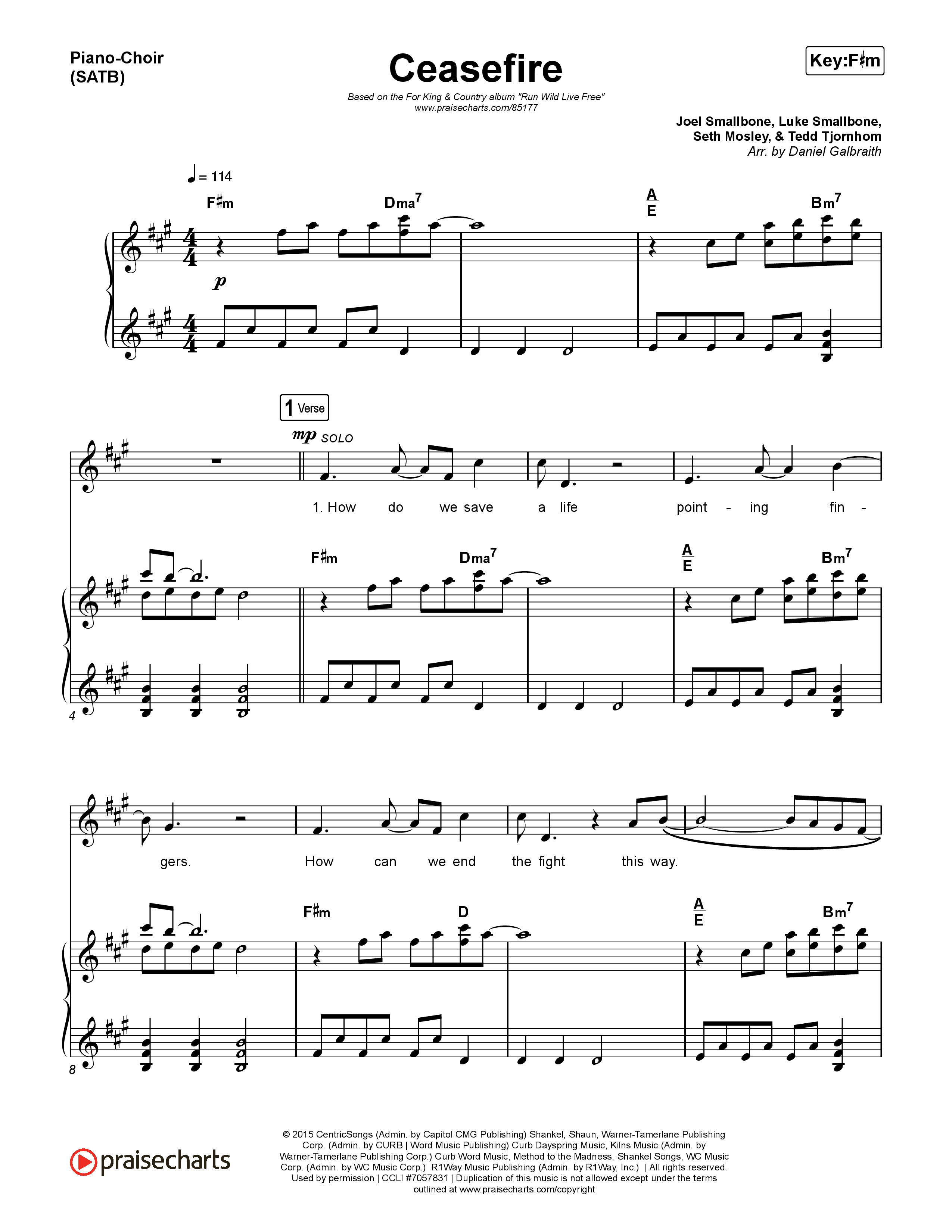 Ceasefire Piano/Vocal Pack (for KING & COUNTRY)