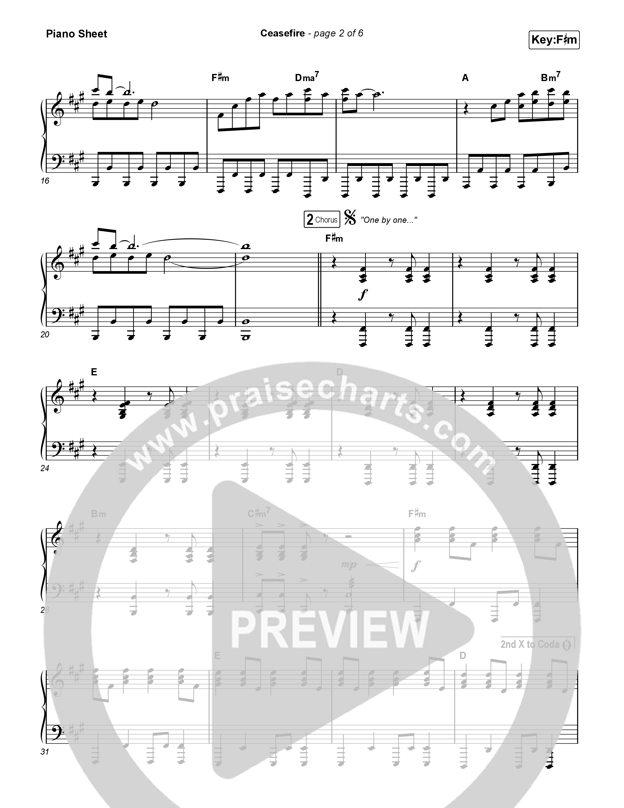 Ceasefire Piano Sheet (for KING & COUNTRY)