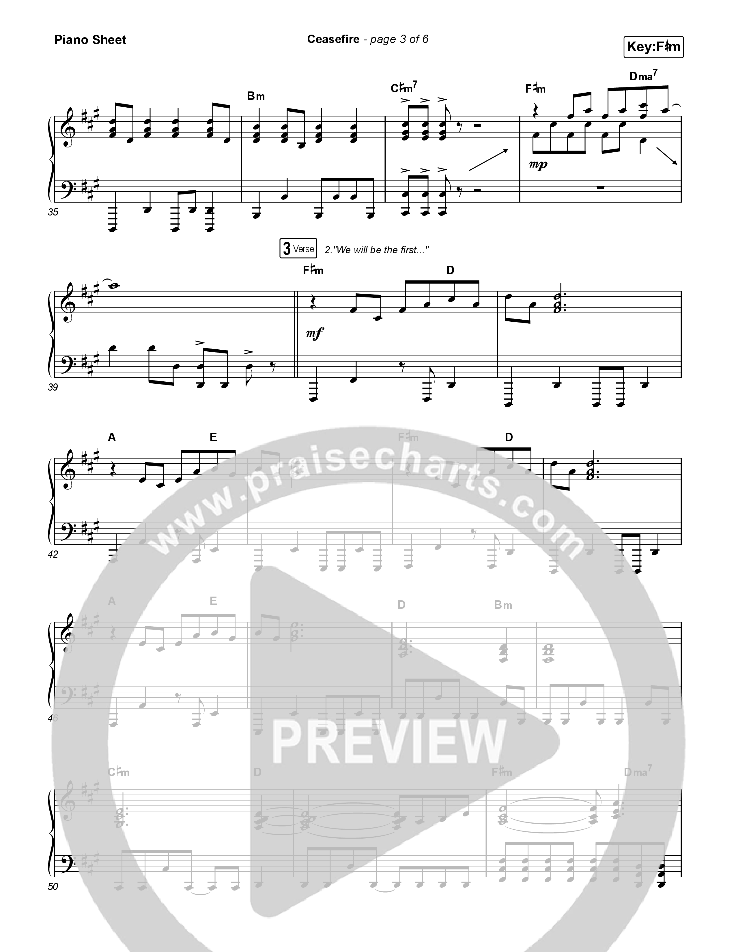 Ceasefire Piano Sheet (for KING & COUNTRY)