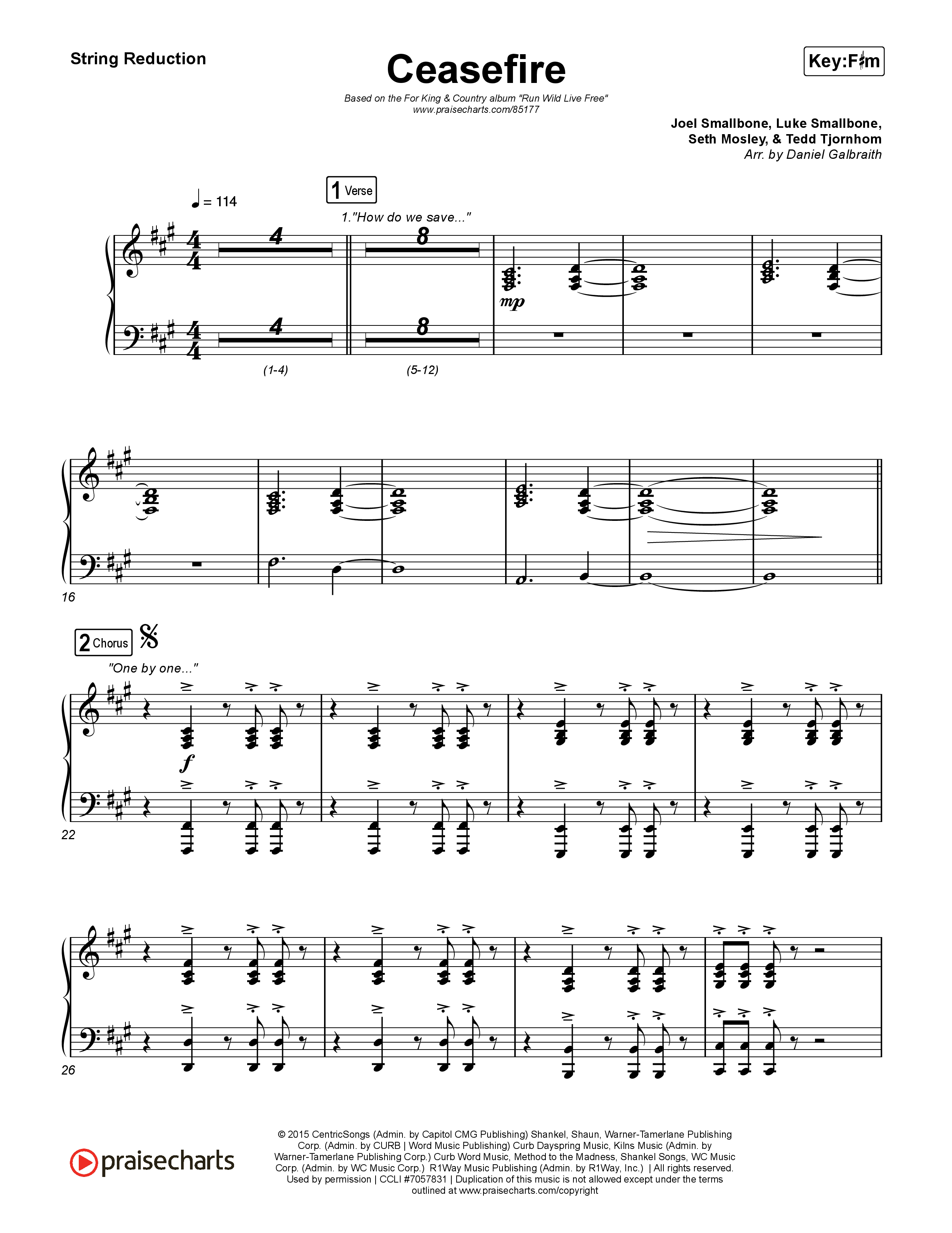 Ceasefire String Reduction (for KING & COUNTRY)