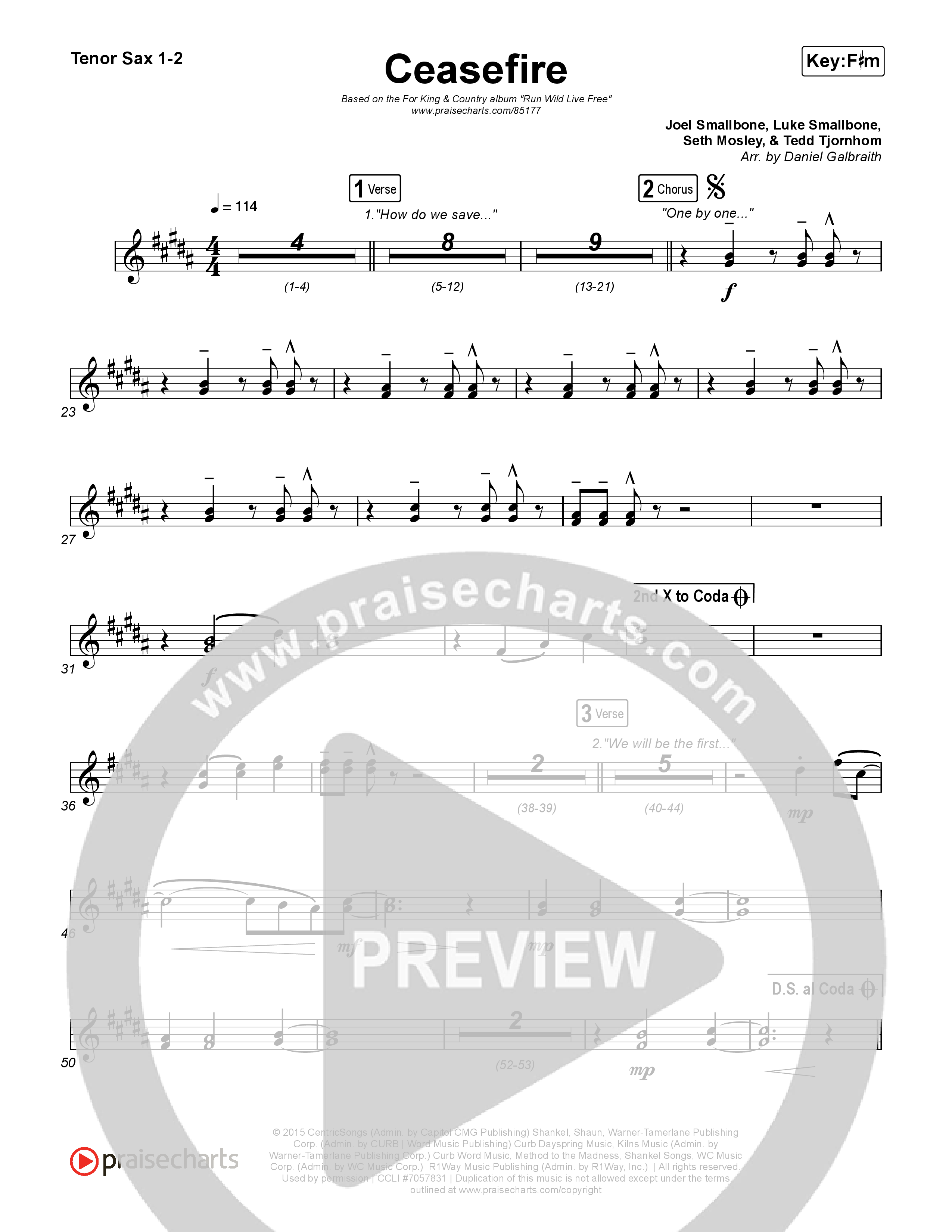 Ceasefire Tenor Sax 1/2 (for KING & COUNTRY)