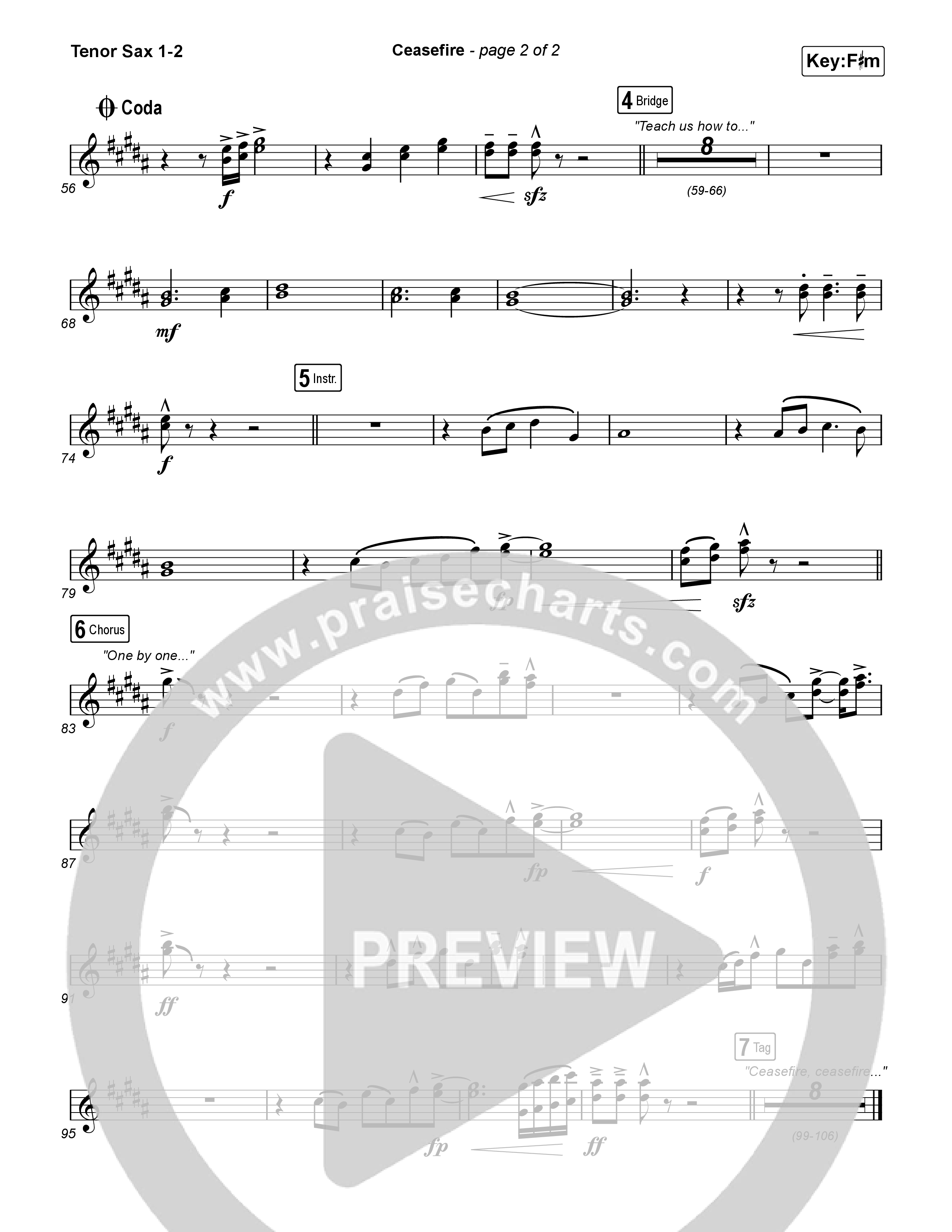 Ceasefire Tenor Sax 1/2 (for KING & COUNTRY)