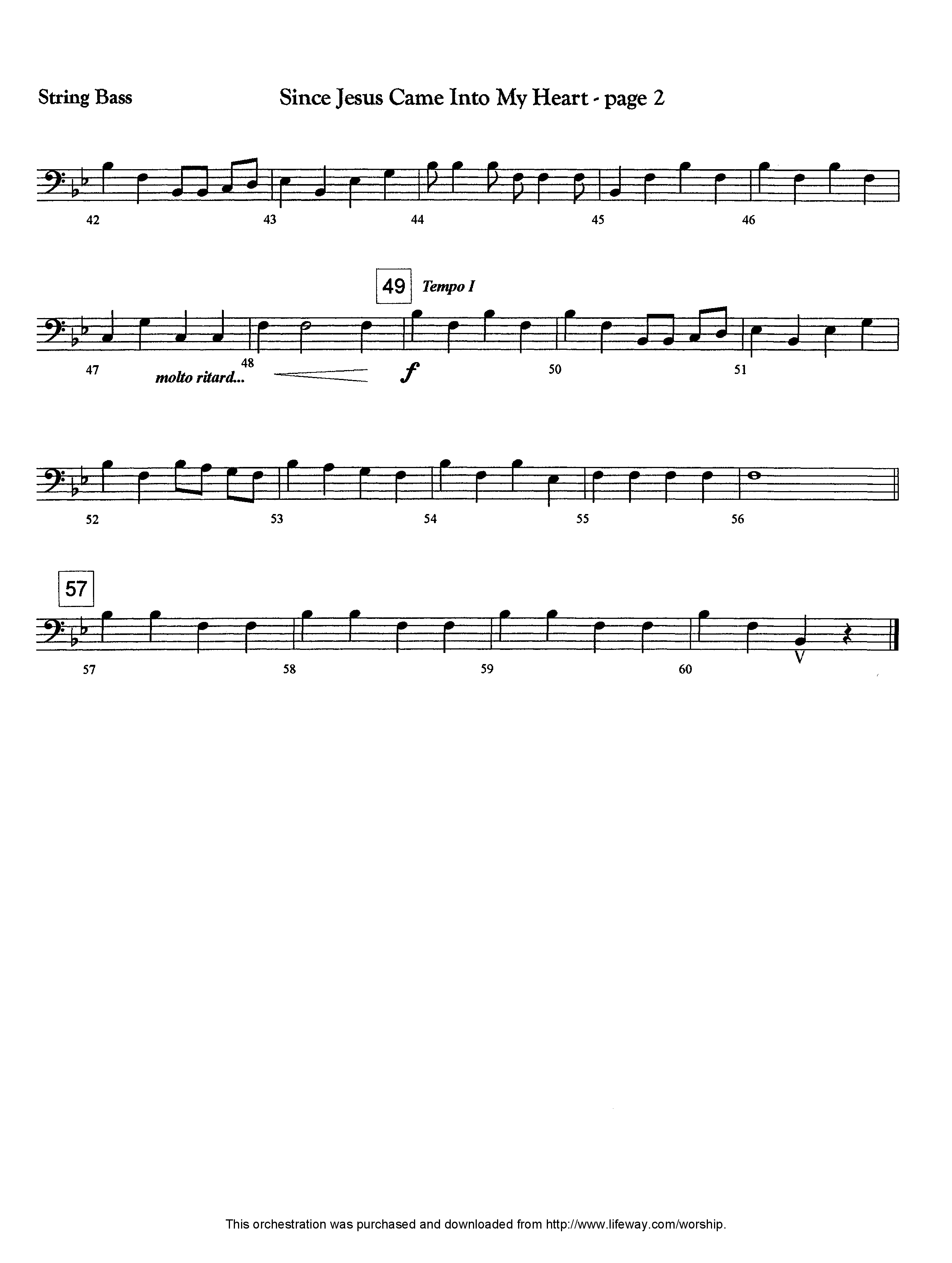 Since Jesus Came Into My Heart (Instrumental) Double Bass (Lifeway Worship / Arr. Jeff Cranfill)